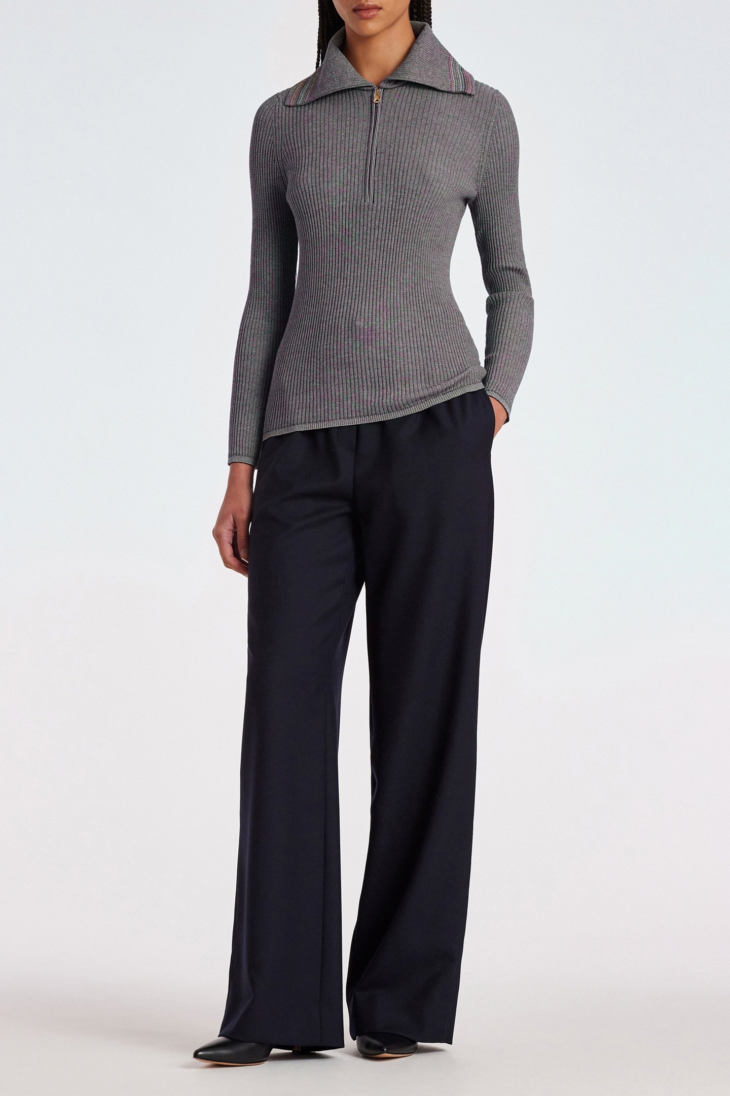 KNITTED SWEATER ZIP NECK BLACK 3