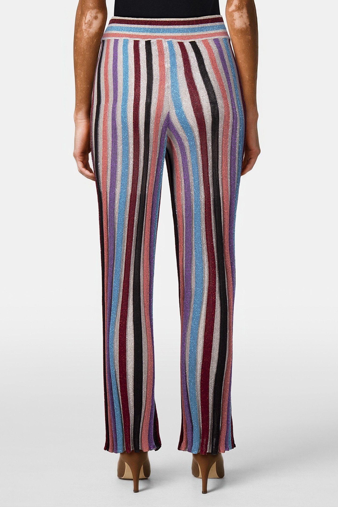 STRIPED LUREX TROUSERS WHITE 2