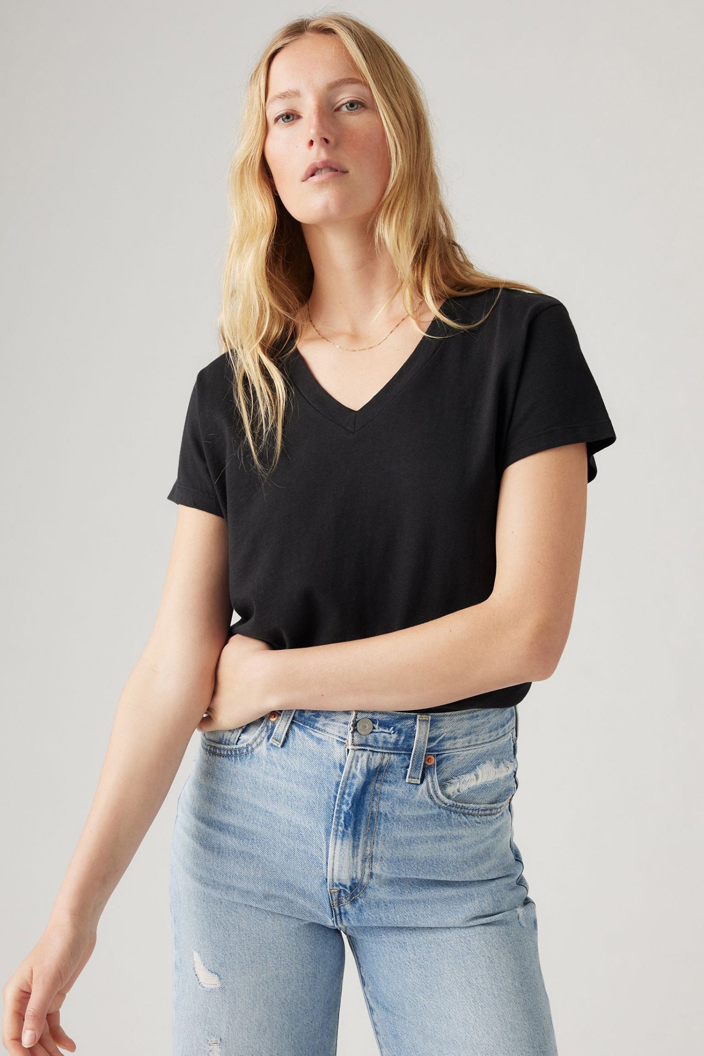 BOXY VNECK TEE CAVIAR SLUB 4