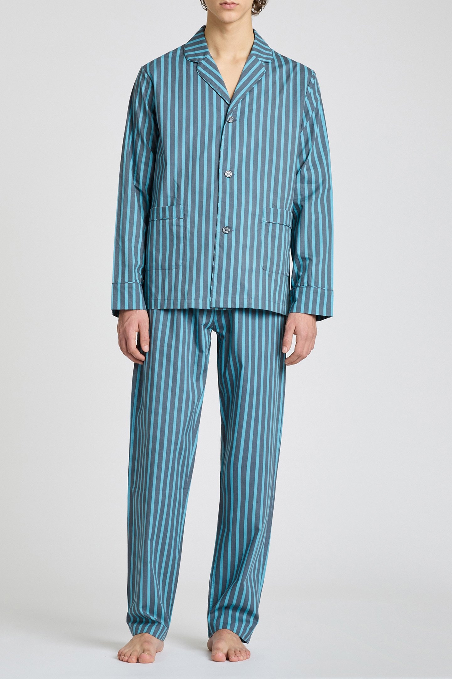 UNISEX PJ TOP L/SLV INKY BLUE 3