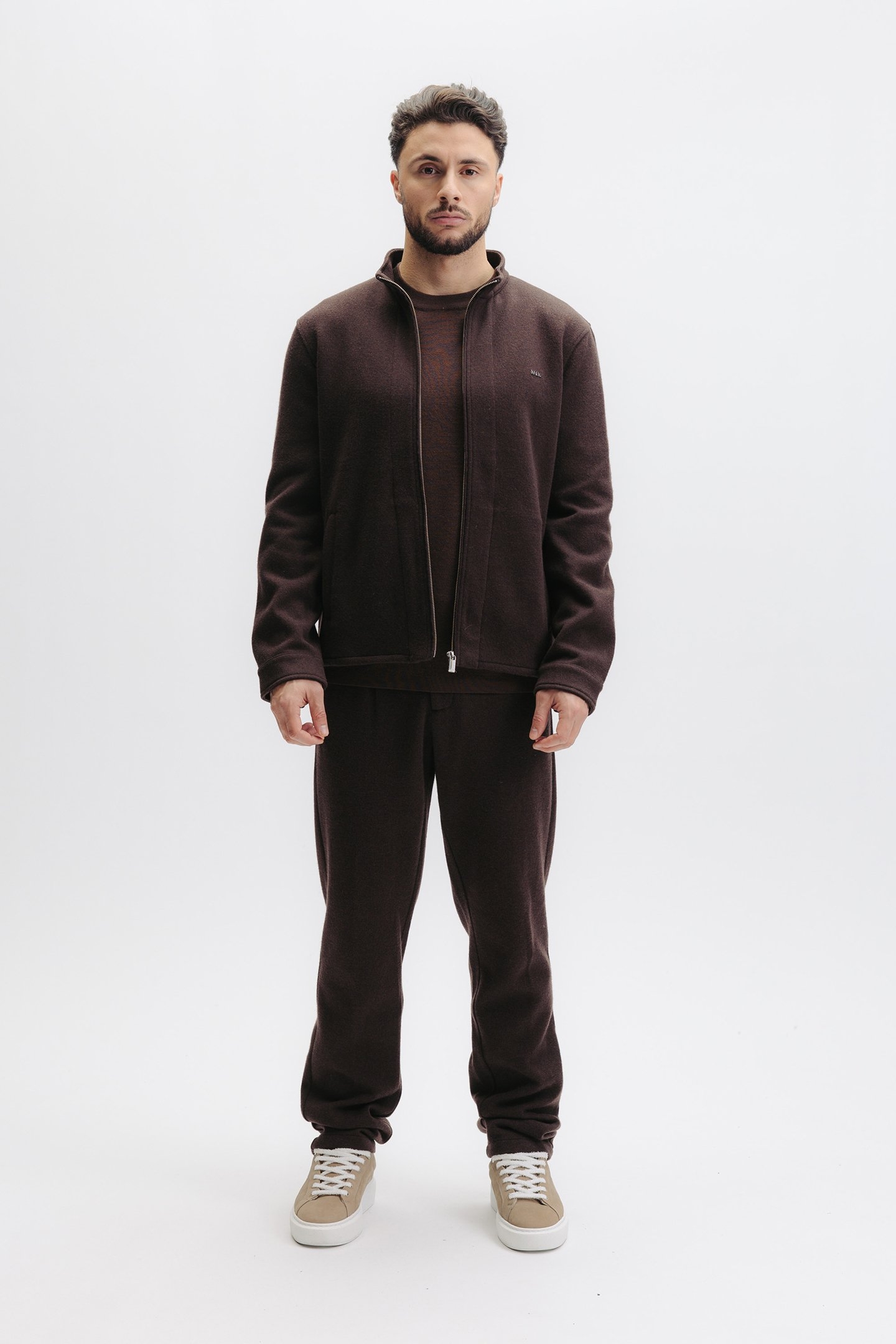 XI ZIP KNIT SWEATER DEEP BROWN 1