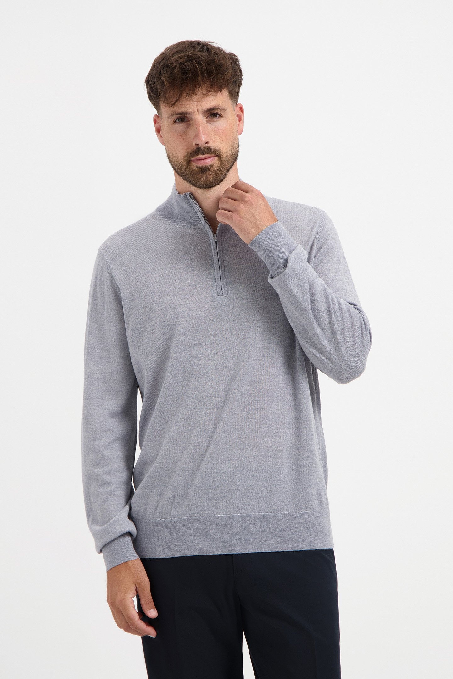ZIP UP 100% MERINO MOONSTONE GREY 1