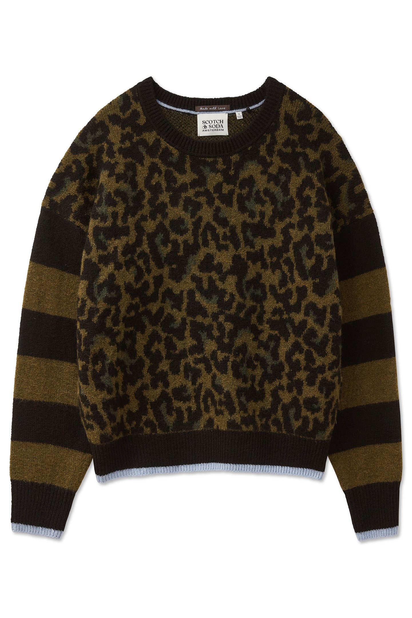 PULLOVER SWEATER MILITARY OLIVE/BLACK NIGHT/CHEETAH STRIPE 4