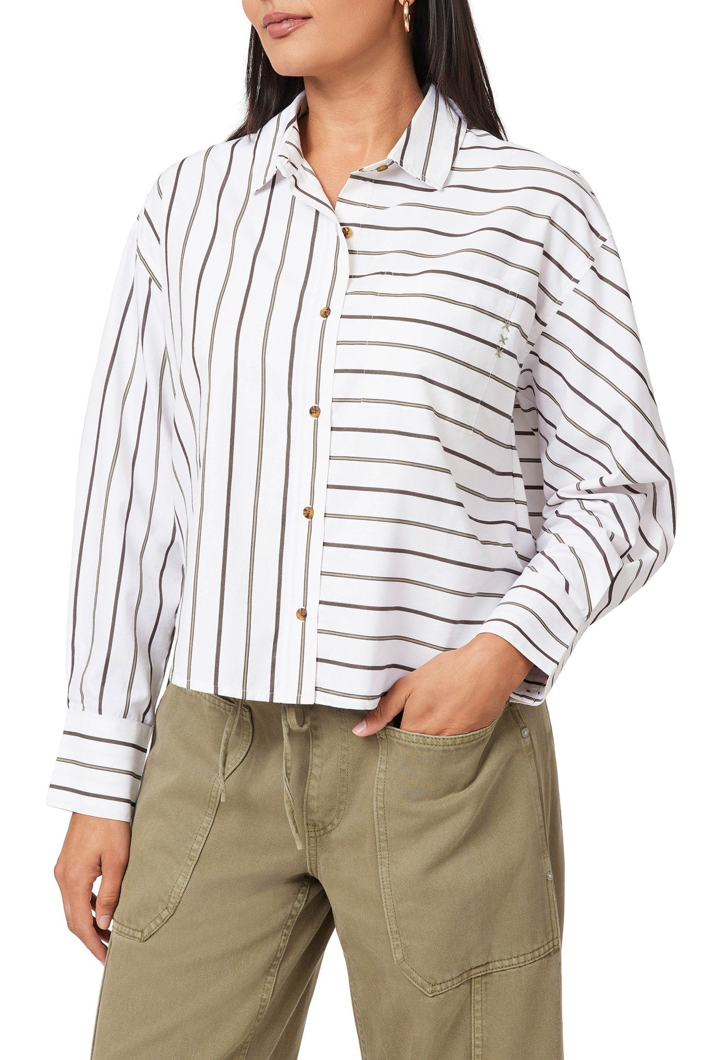 CROPPED BOYFRIEND SHIRT SUGAR SWIZZLE STRIPE 7
