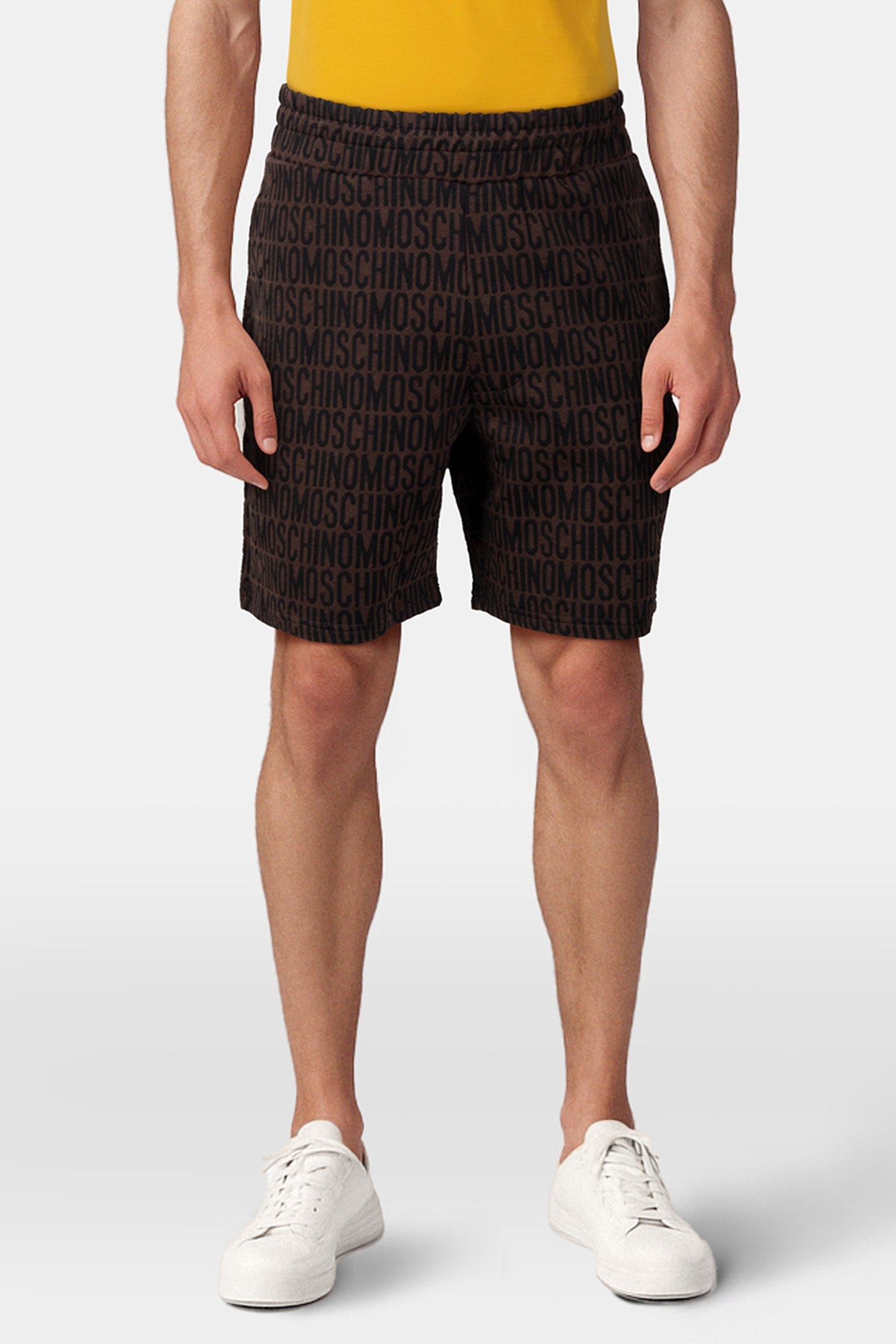 ALLOVER LOGO JACQUARD FLEECE BERMUDA SHORTS BROWN 1