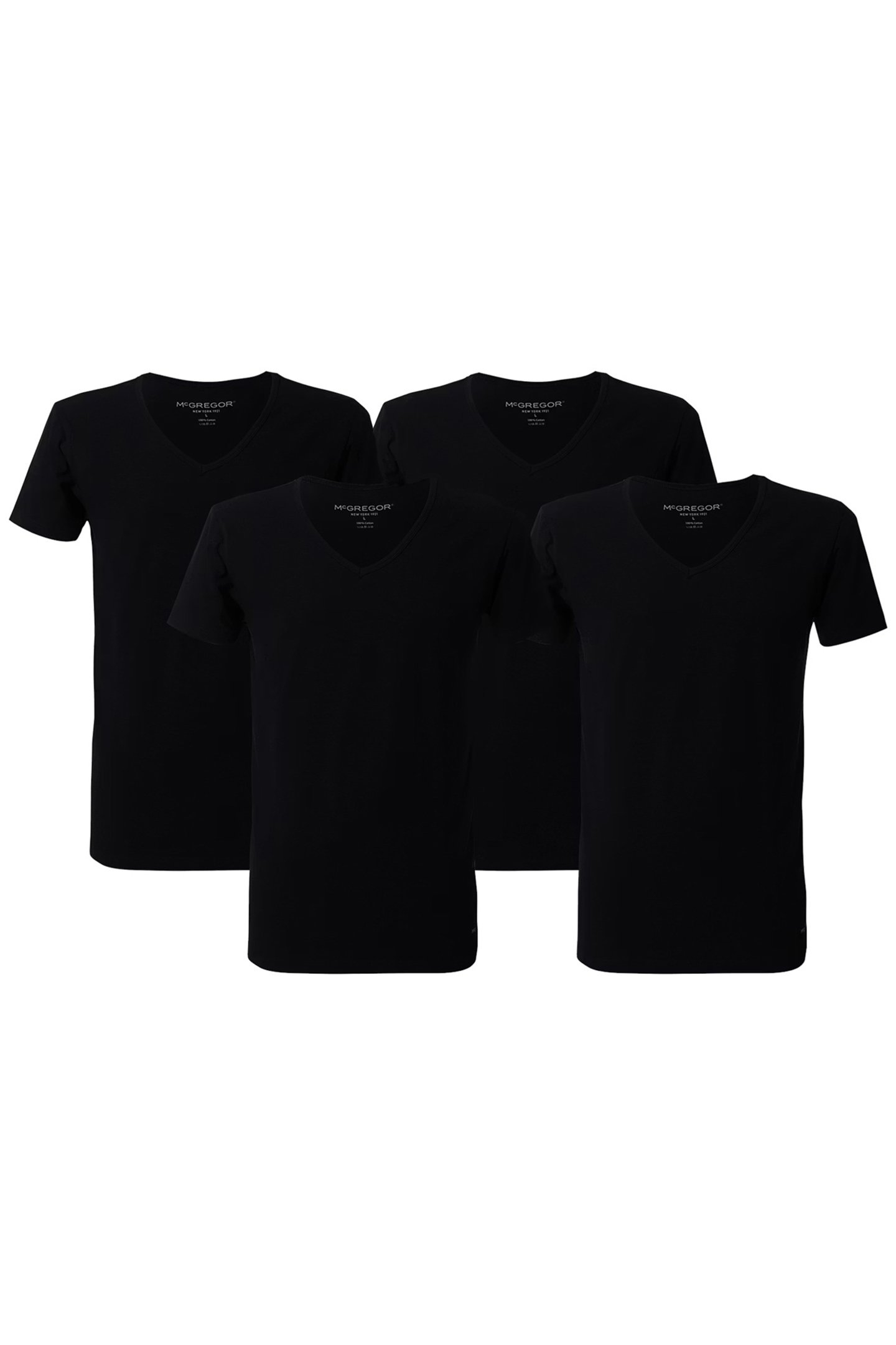 MCGREGOR - PREMIUM STRETCH T-SHIRT - V-NECK - 4-PACK BLACK 1
