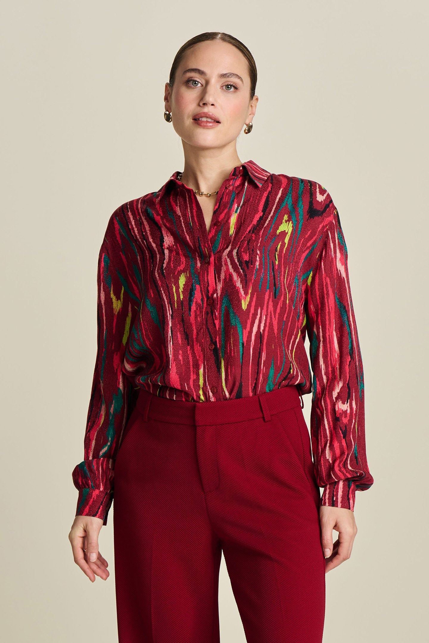 BLOUSE - MILLY WOODY BURGUNDY RED 1