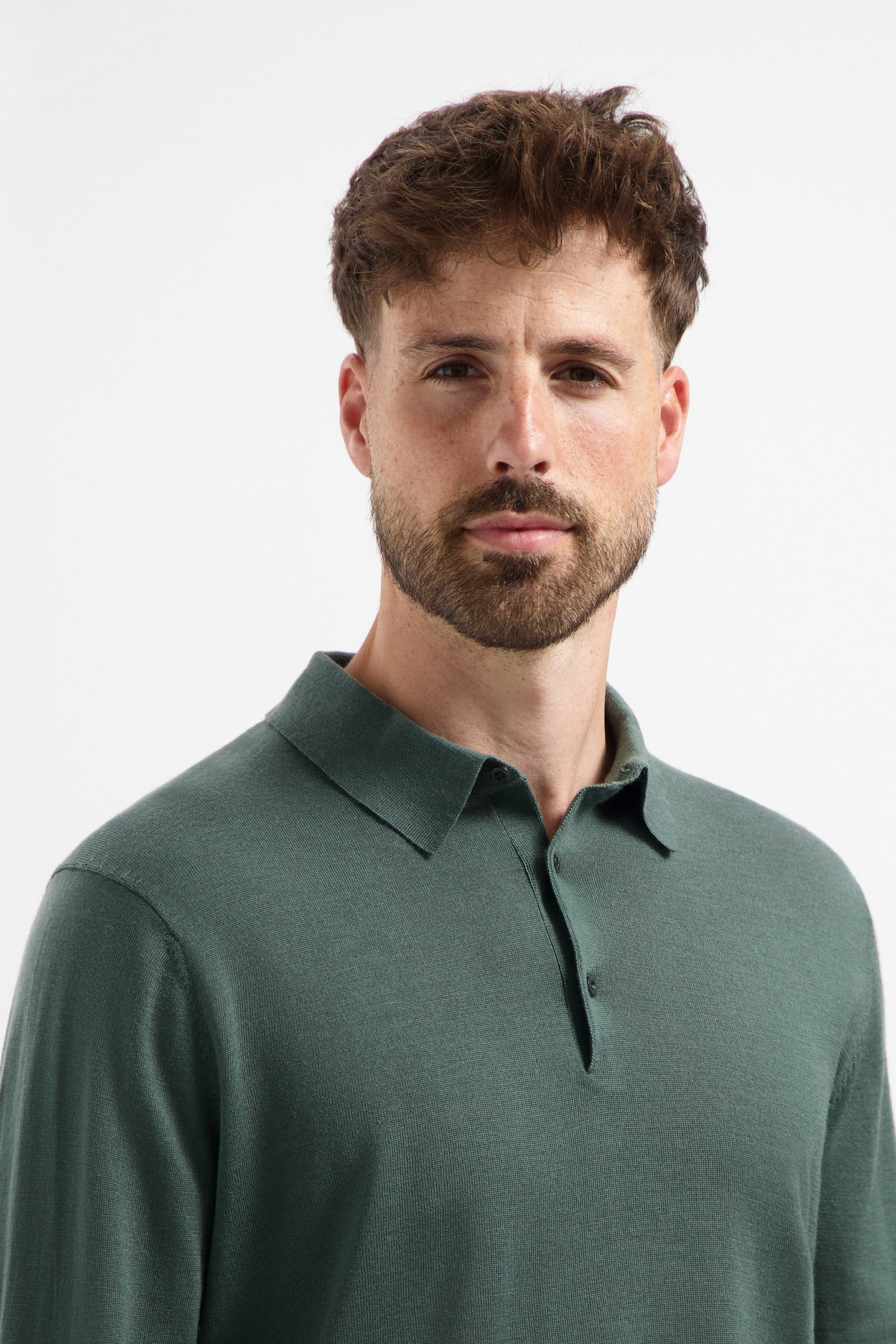 POLO LONG SLEEVE 100% MERINO FERNSTONE GREEN 5