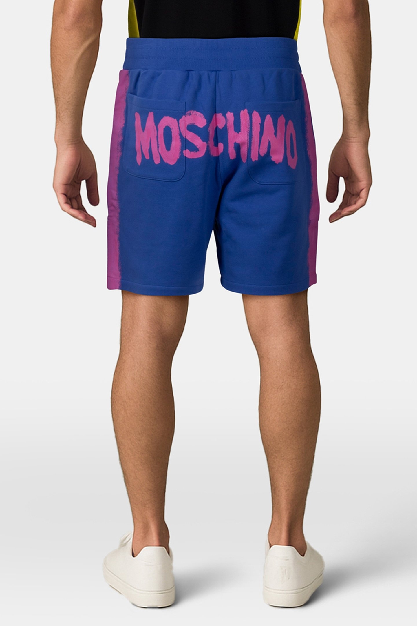 MOSCHINO PAINT ORGANIC FLEECE BERMUDA SHORTS BLUE 2
