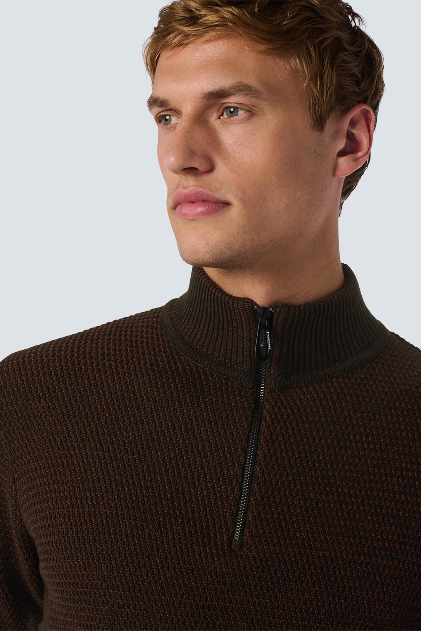 PULLOVER HALF ZIPPER 2 COLOURED MELANGE BROWN 6