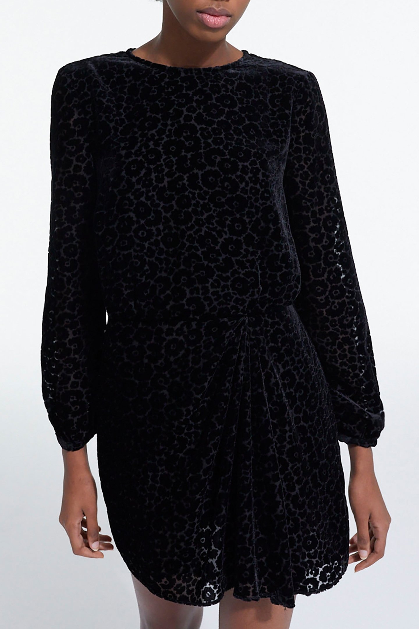 SHORT DRESS WITH PLUNGING NECKLINE BLACK 1