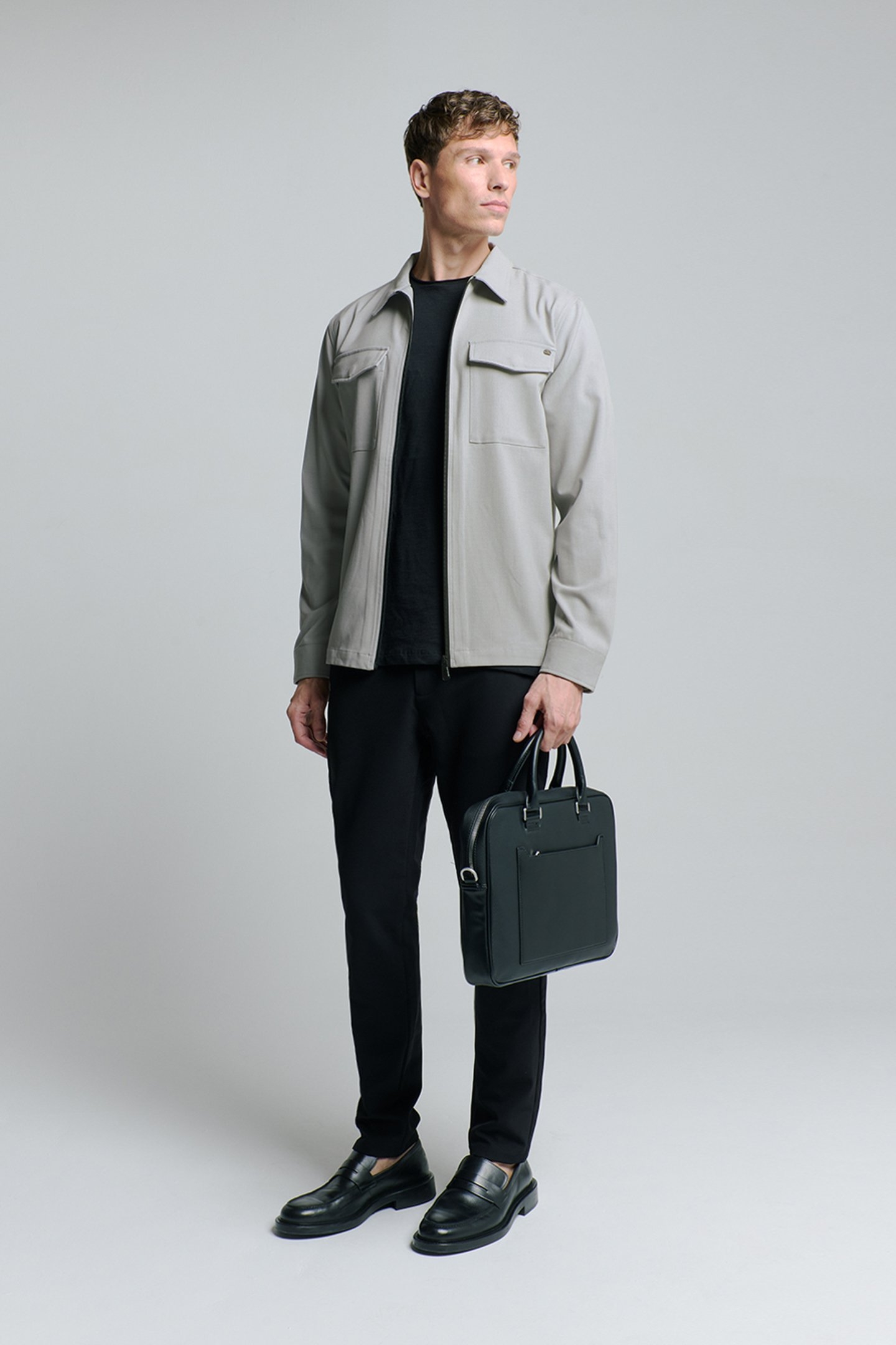 OVERSHIRT ZIP CLOSURE STRETCH GREY MELANGE 3