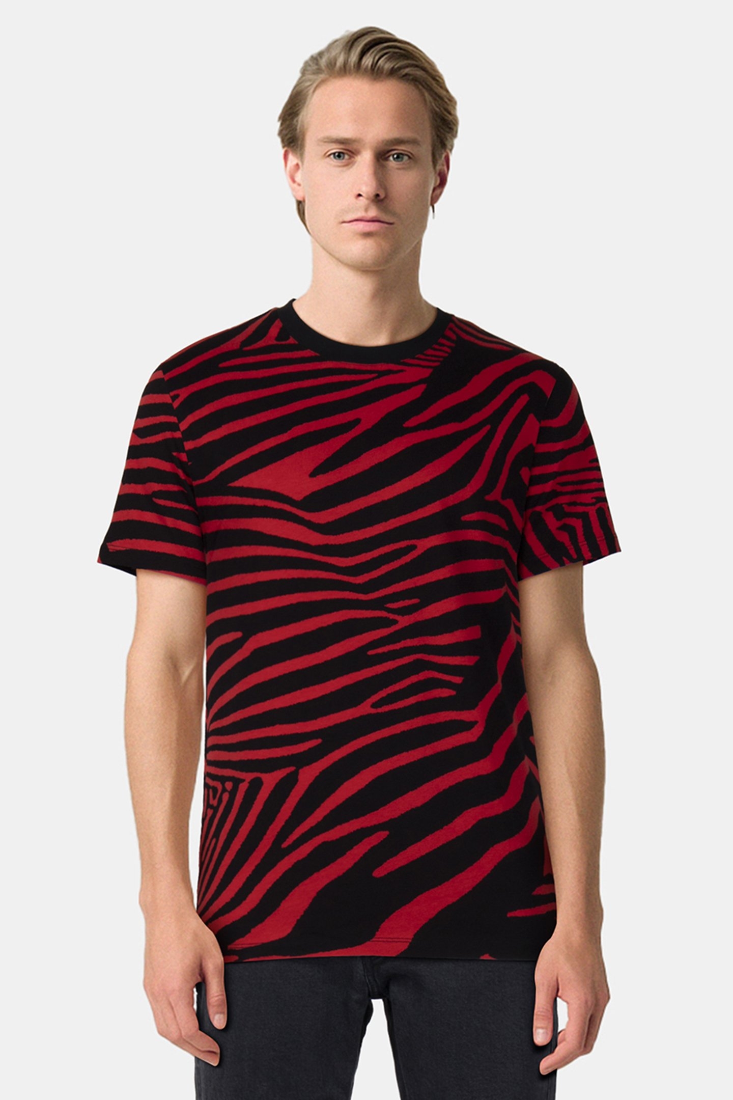 T-SHIRT MC ALLOVER ZEBRA RED/BLACK 1