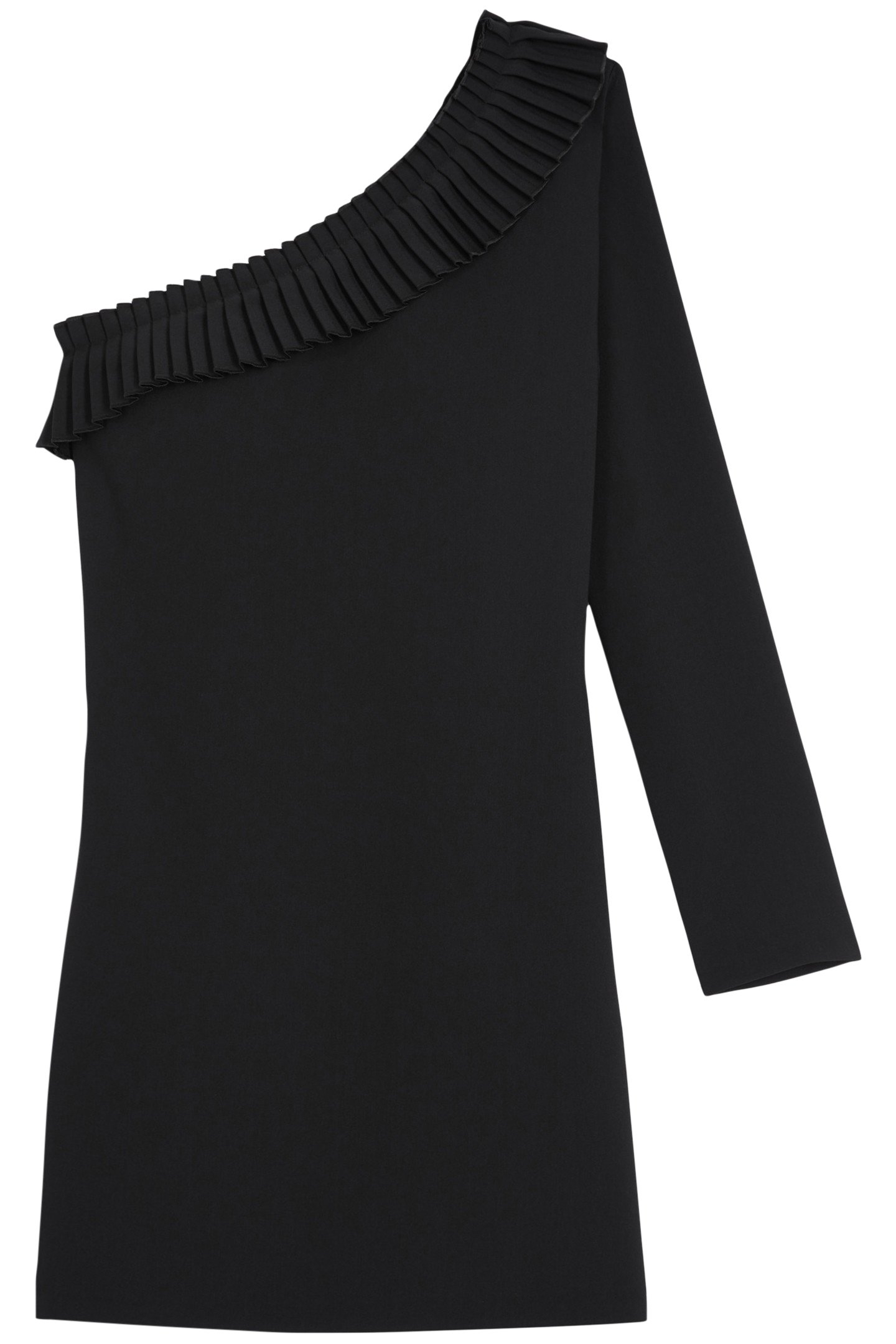 ONE-SHOULDER SHORT RUFFLED DRESS BLACK 3