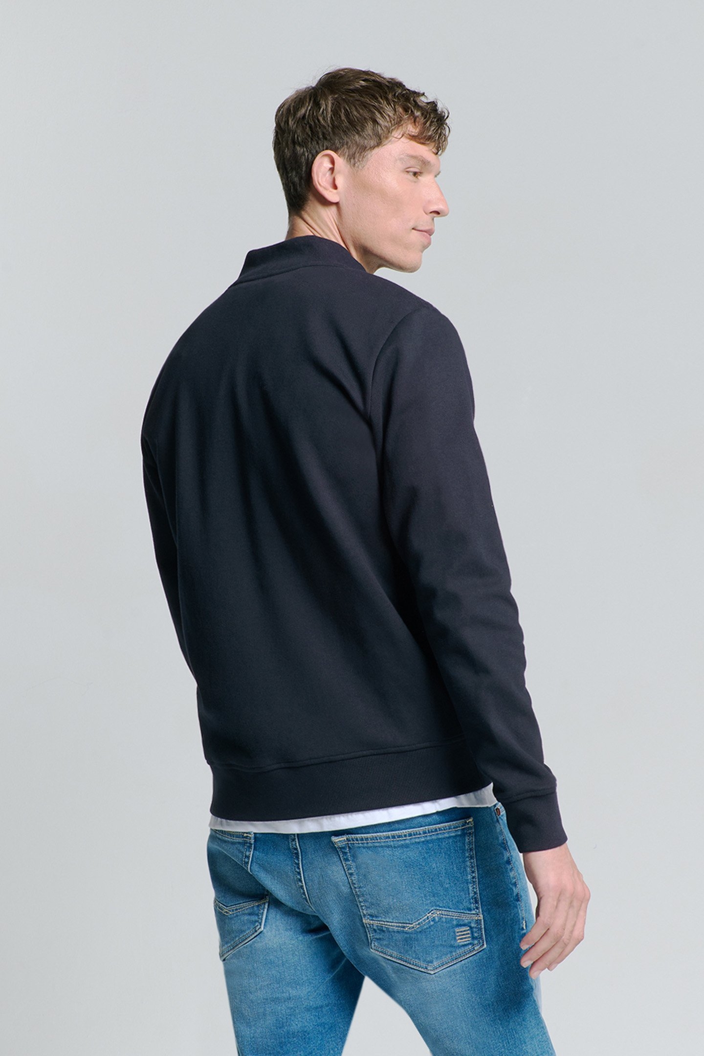 SWEATER FULL ZIPPER DOUBLE LAYER JACQUARD STRETCH BLUEBERRY 2