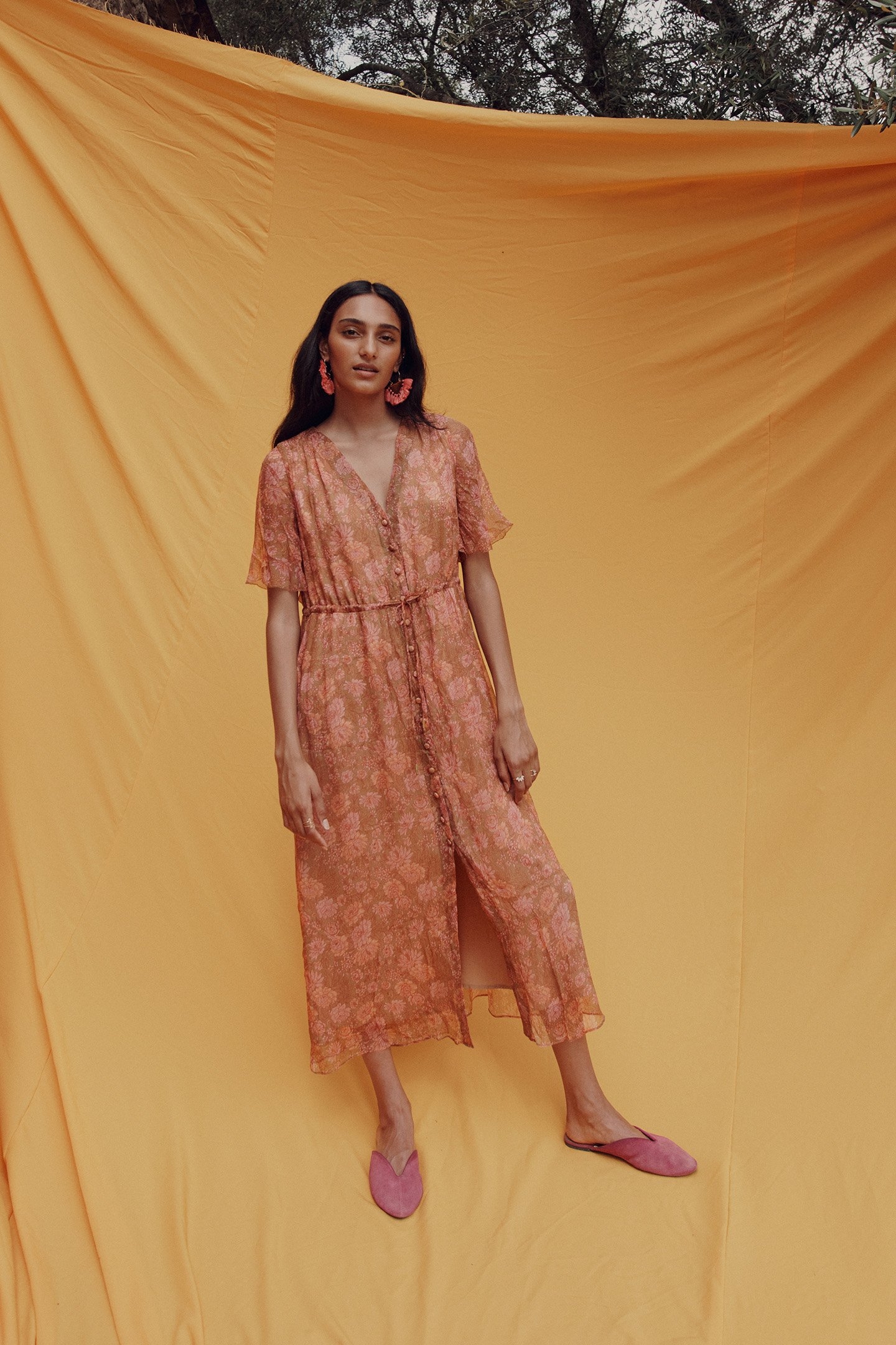 DRESS CHALLU BRONZE GARDEN FLOWER 1