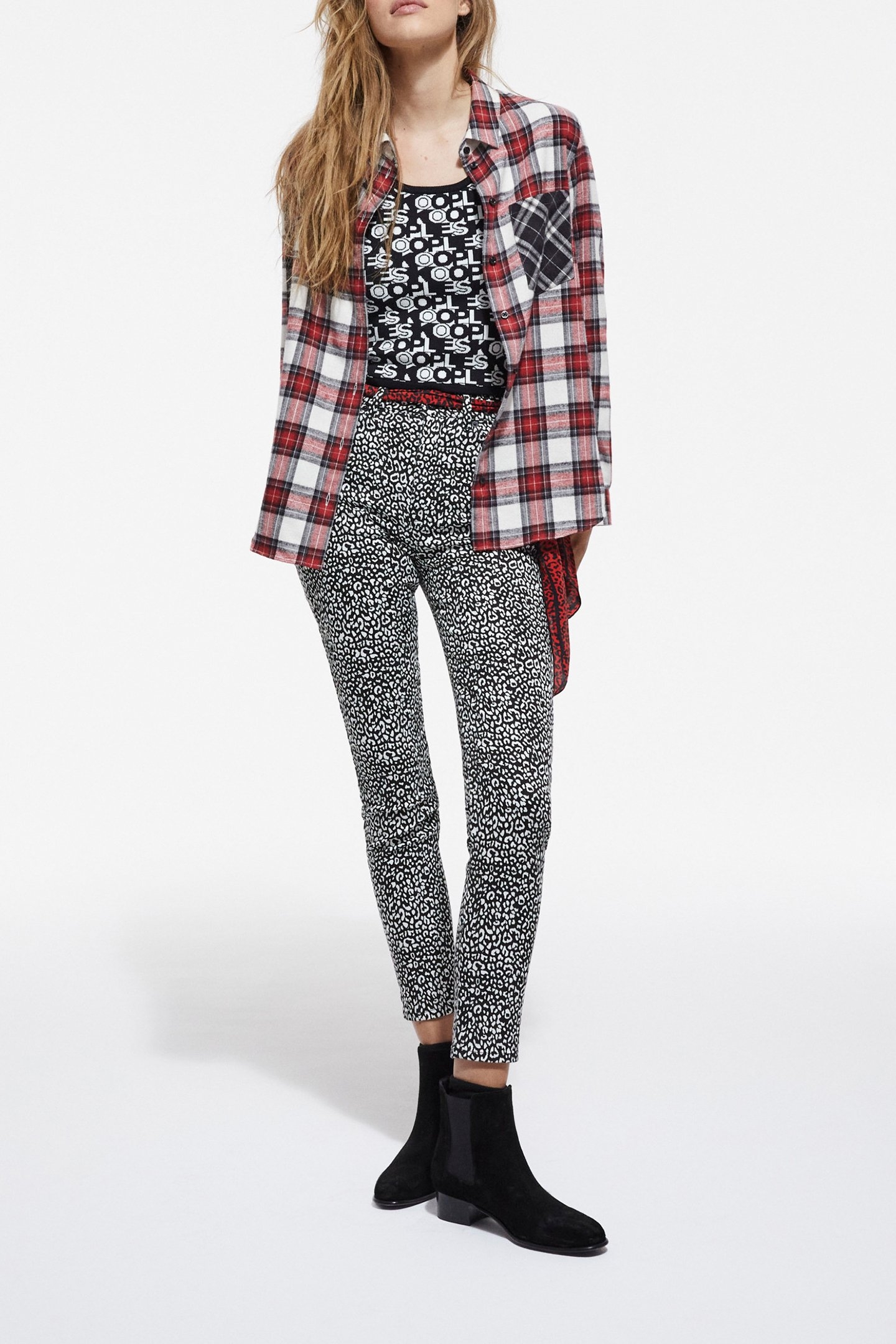 CHECKED SHIRT WITH CONTRASTING POCKETS RED 2