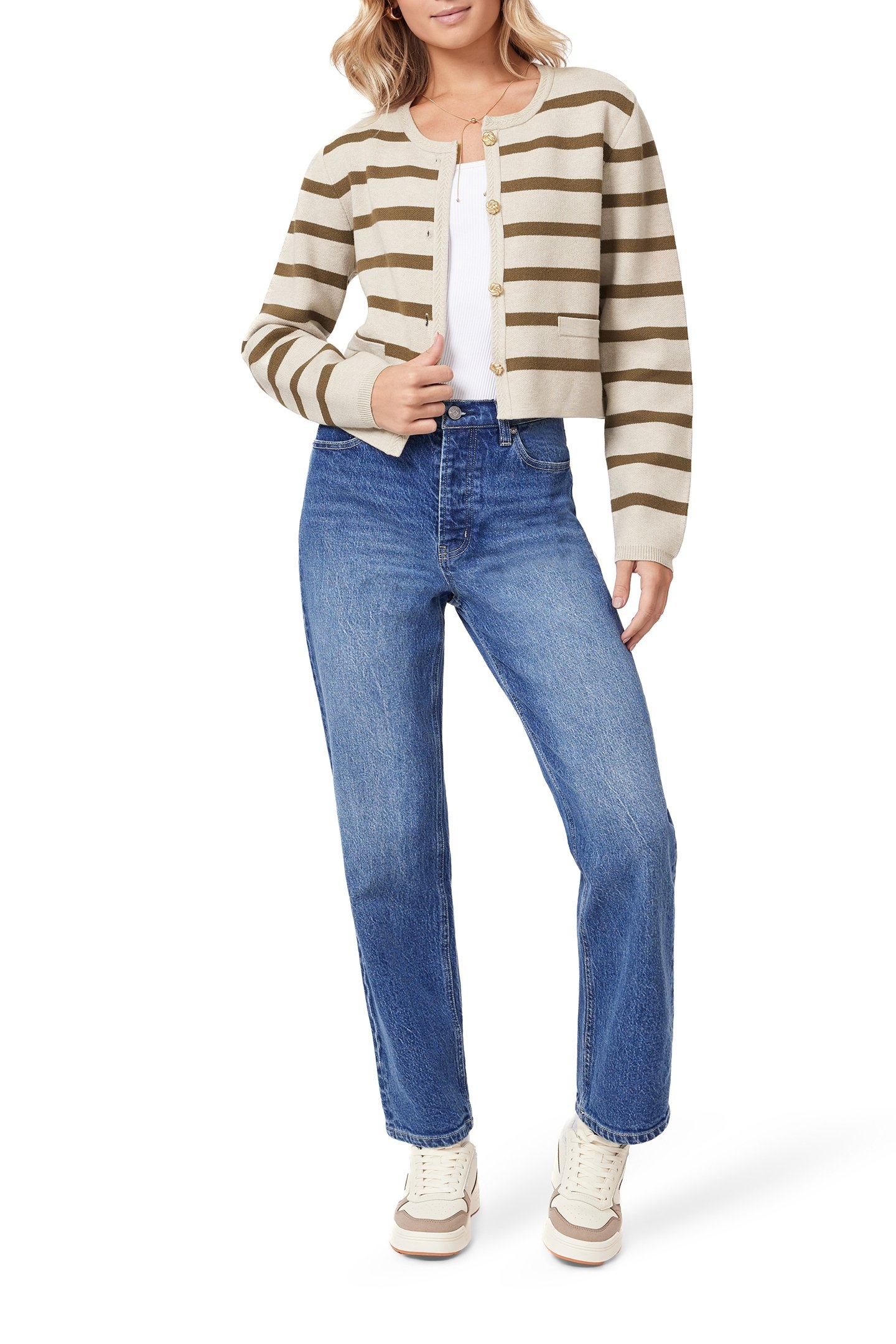 SWEATER OATMEAL HEATHER/ MILITARY OLIVE STRIPE 4