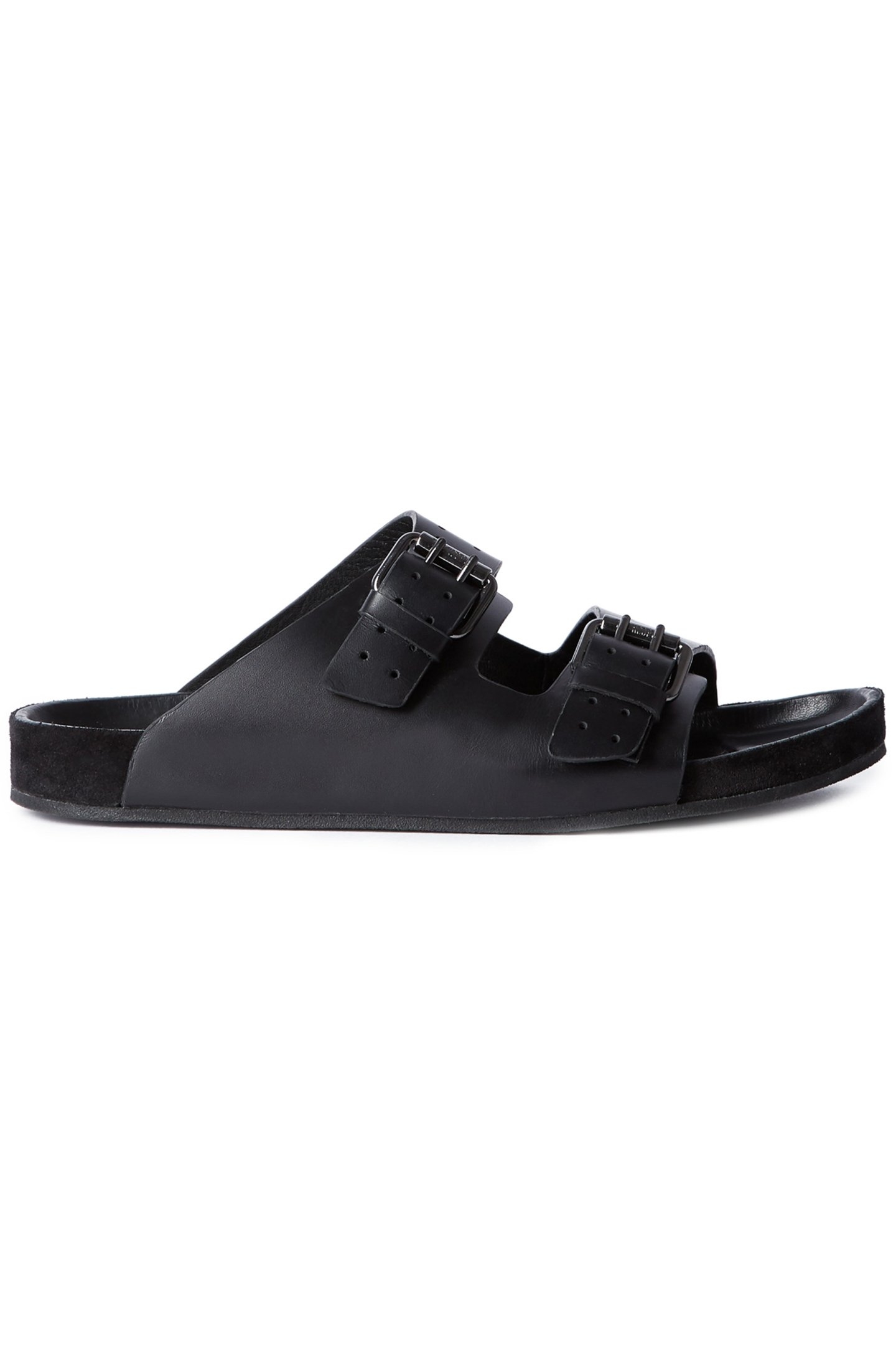 LEATHER SANDAL WITH METAL BUCKLES BLACK 1