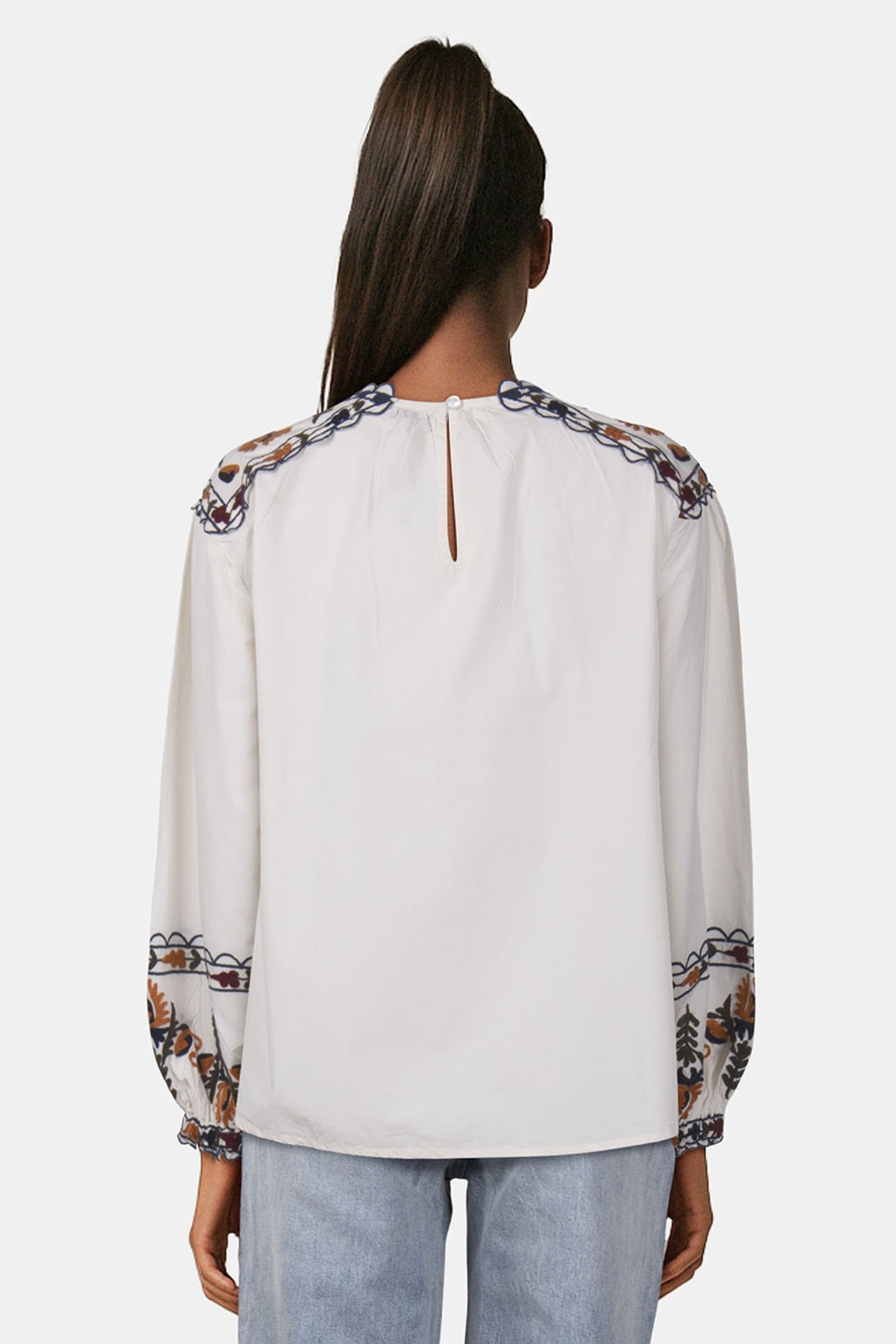 TOP EMBROIDERED COTTON IVORY 2