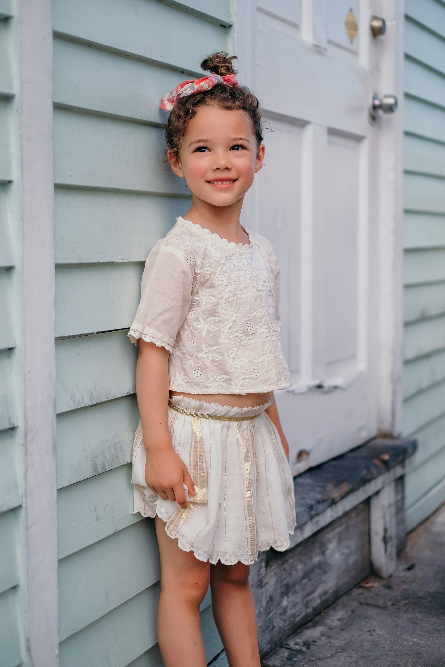 SKIRT SALINA WHITE & GOLD STRIPES 3