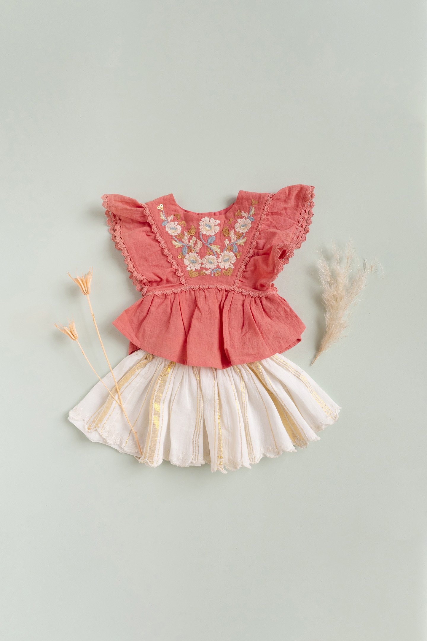 SKIRT SALINA WHITE & GOLD STRIPES 5