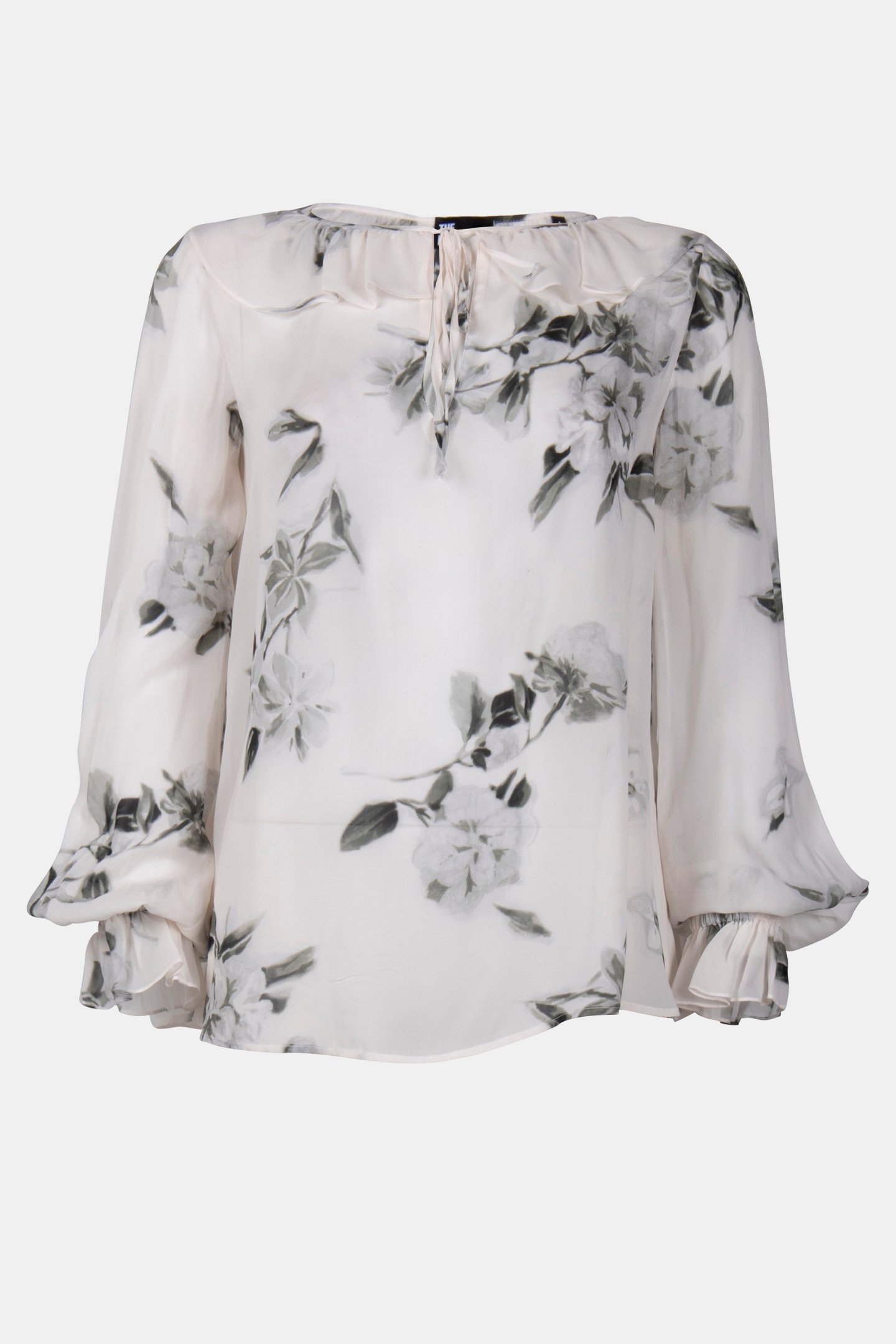 LONG SLEEVE TOP WITH RUFFLE DETAIL ECRU 3