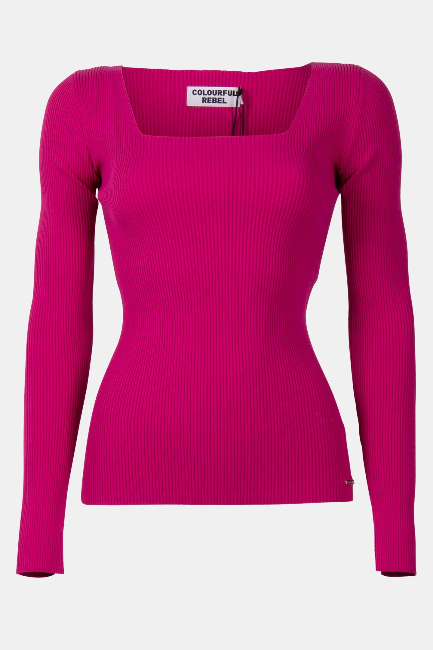 ARIEL SQUARE NECKLINE KNITTED TOP FUCHSIA 3