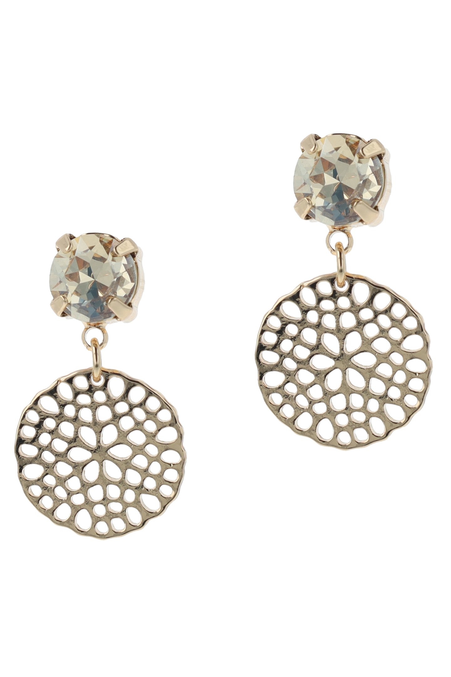 FLOWER DISC CRYSTAL EARRINGS 1