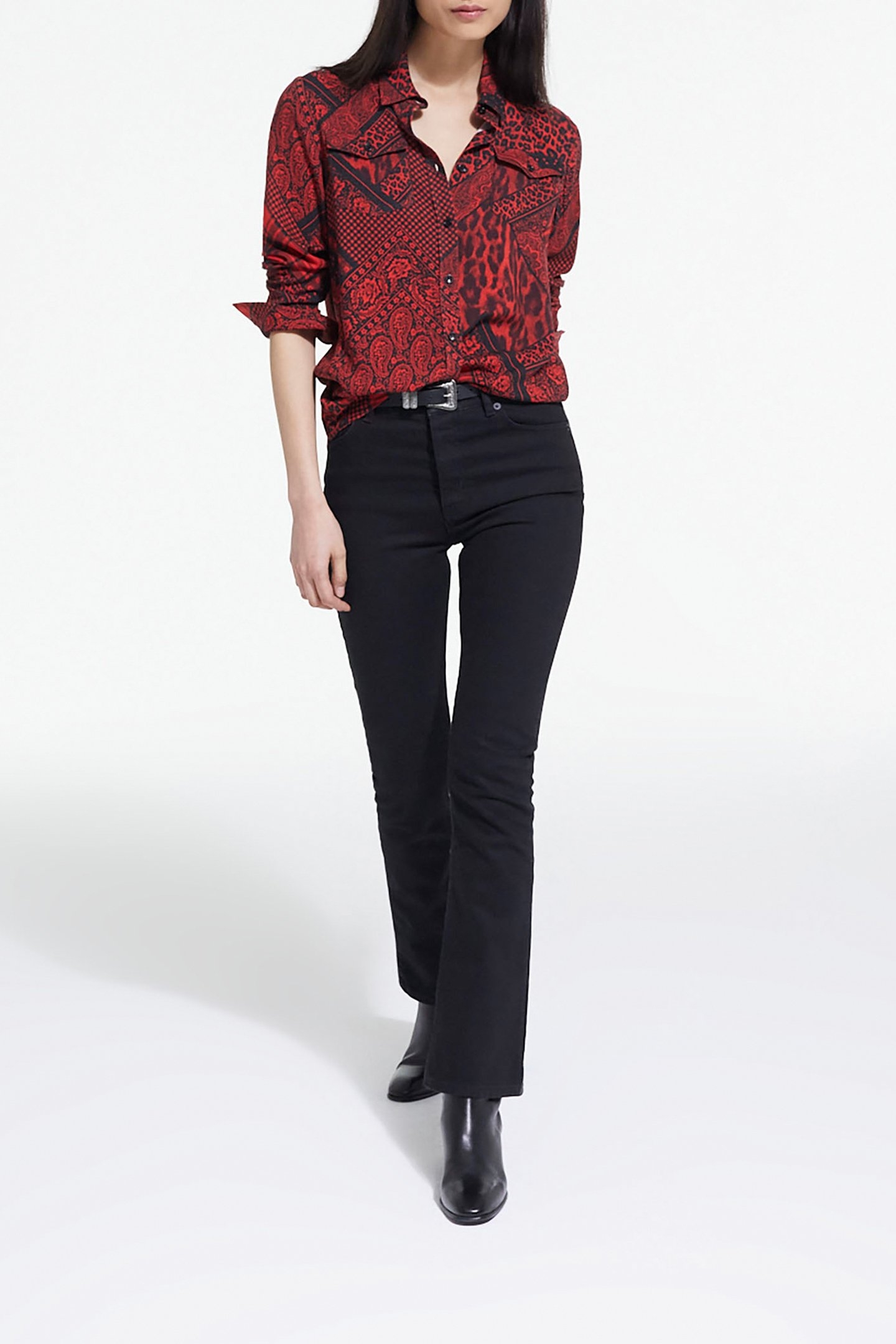 SHIRT WITH BUTTON PLACKET DETAIL RED/BLACK 3