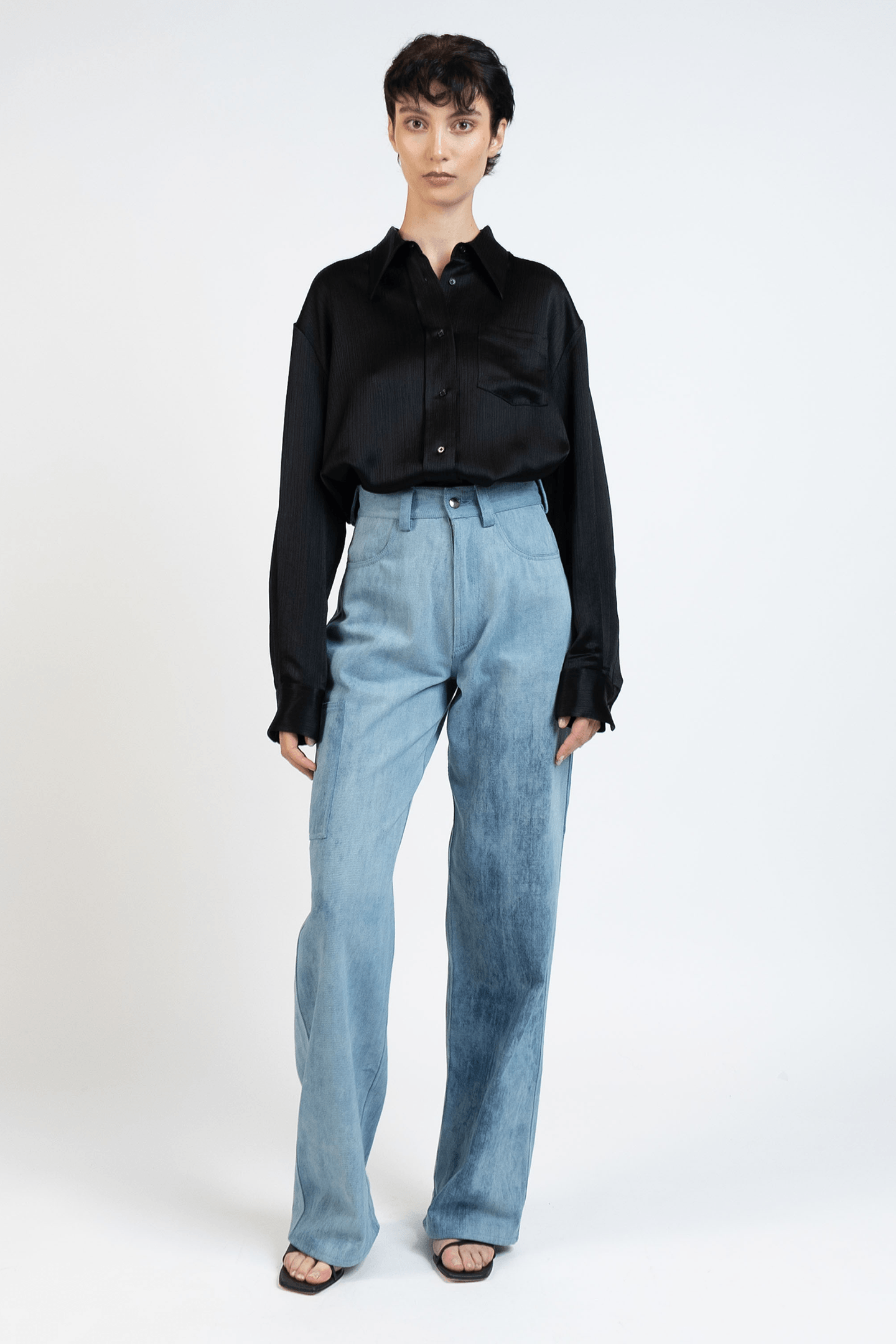 STRAIGHT SHIRT TEXTURED BLACK 1