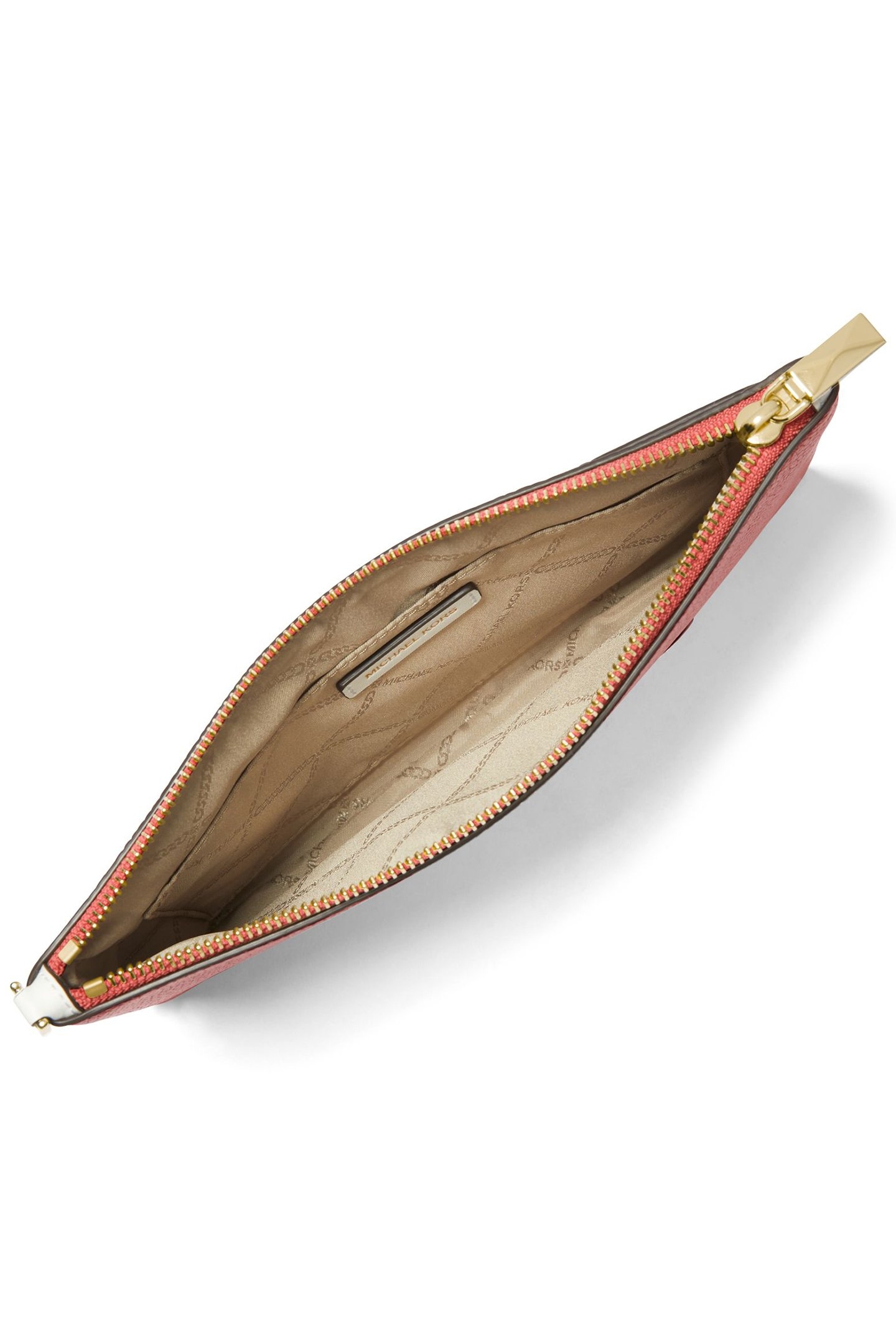 LEATHER TOP ZIP WRISTLET IN CORAL 3