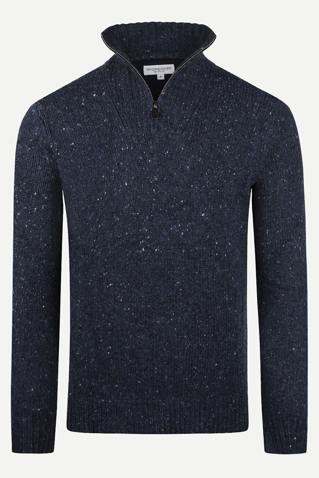 ZIP MOCK FISHERMANS SWEATER NAVY 1