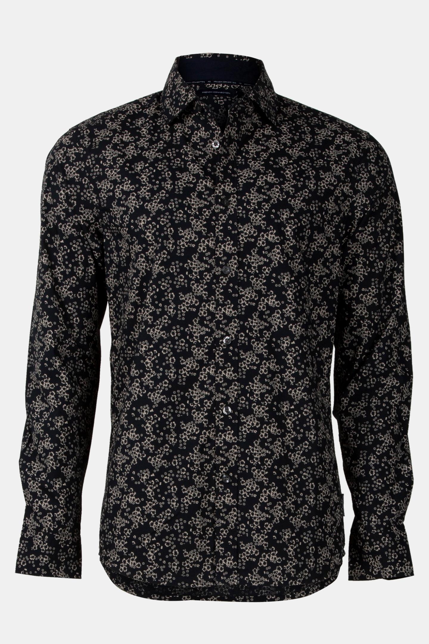 FLORAL CUT LONG SLEEVE SHIRT BLACK/STONE 3