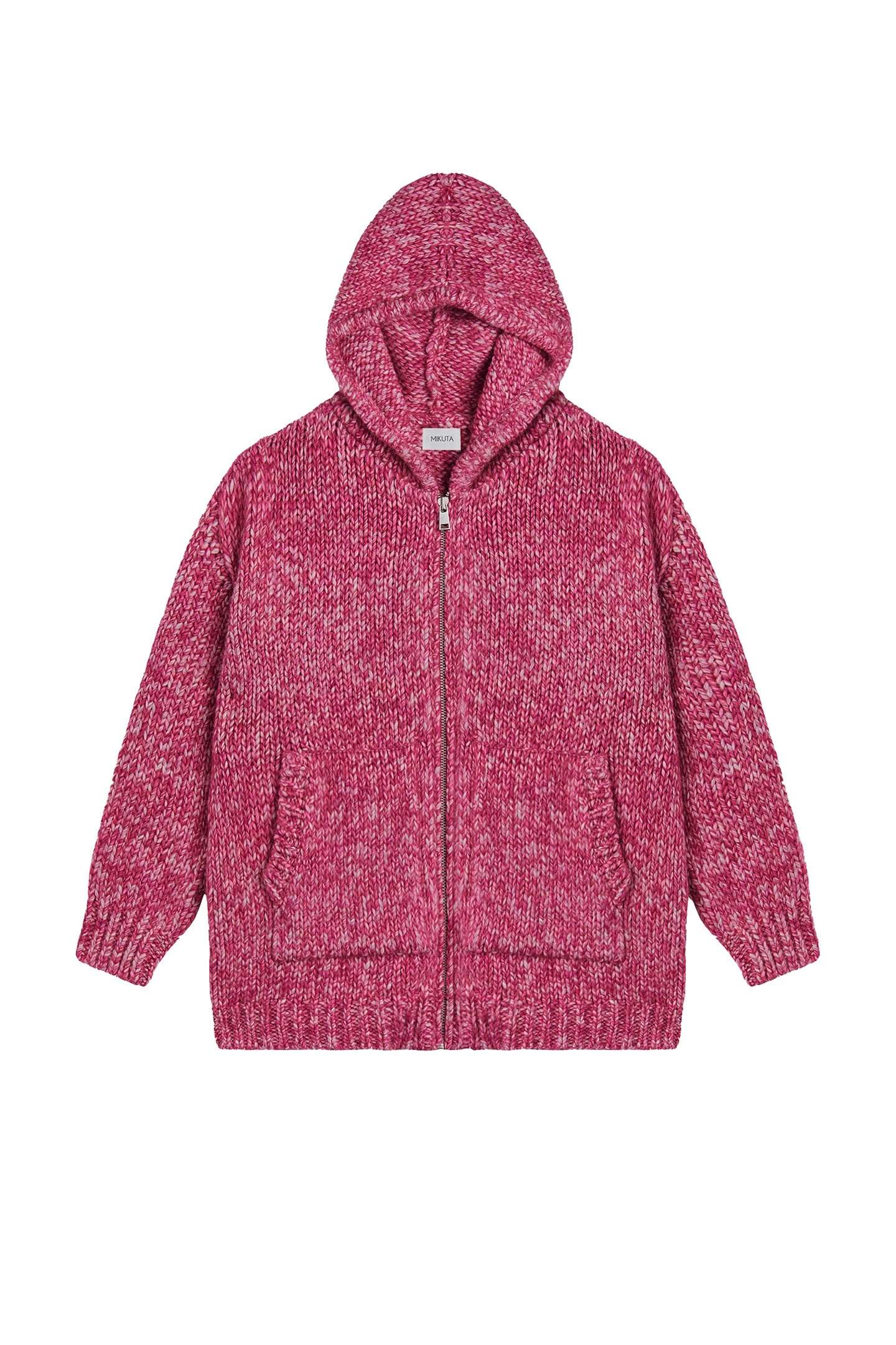 THE PINK AND WHITE KNITTED ZIPPED HOODIE 1