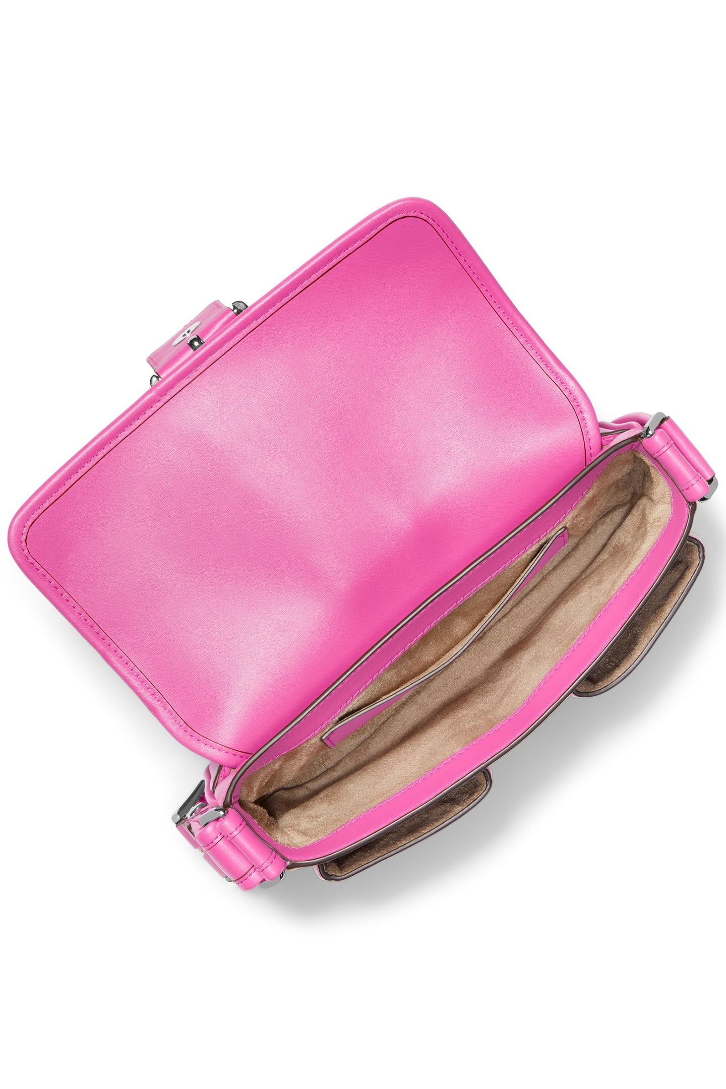 MEDIUM LETAHER SHOULDER BAG WITH BUCKLE DETAIL IN PINK 4