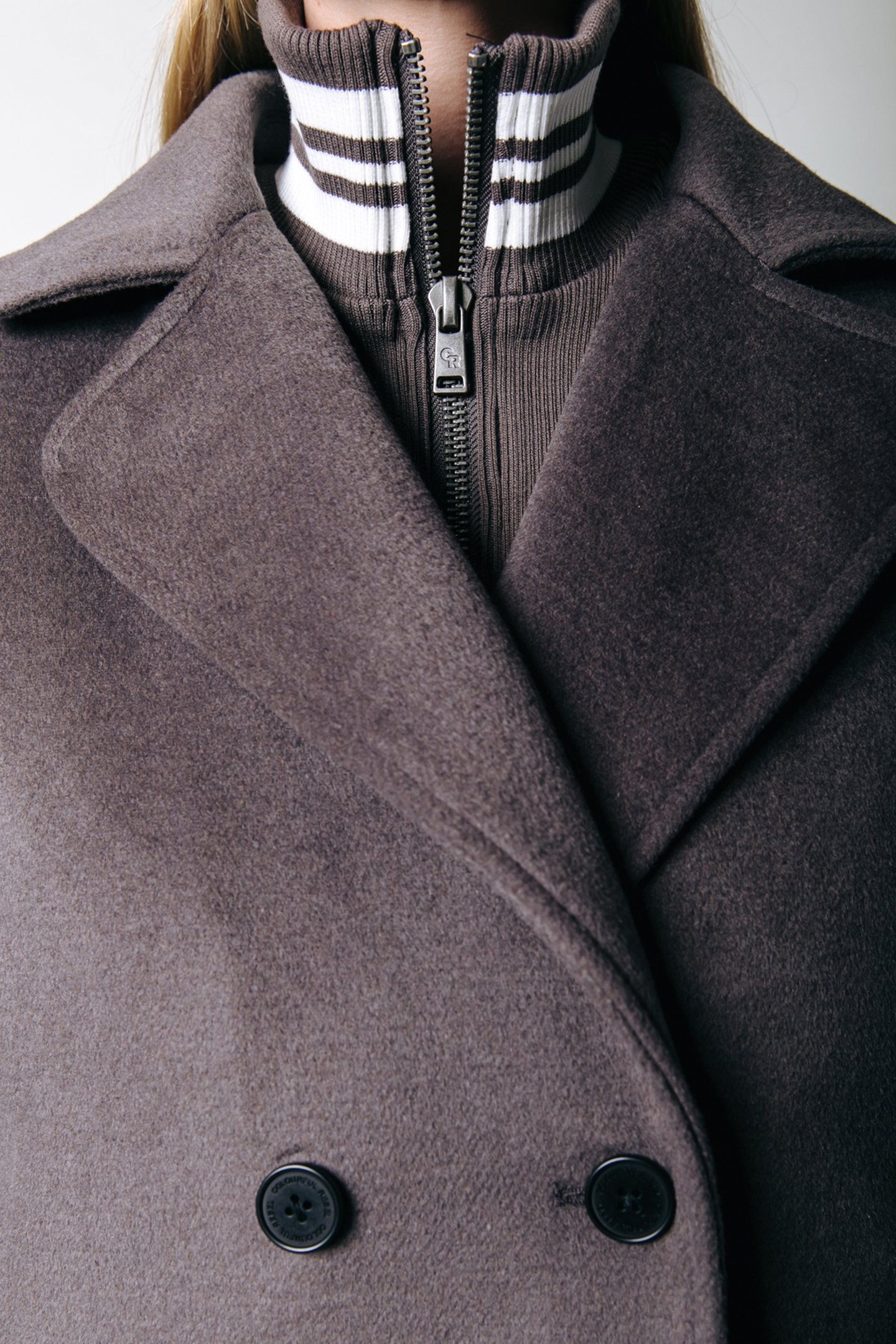 ZANIA RIB COLLAR WOOL COAT TAUPE 3