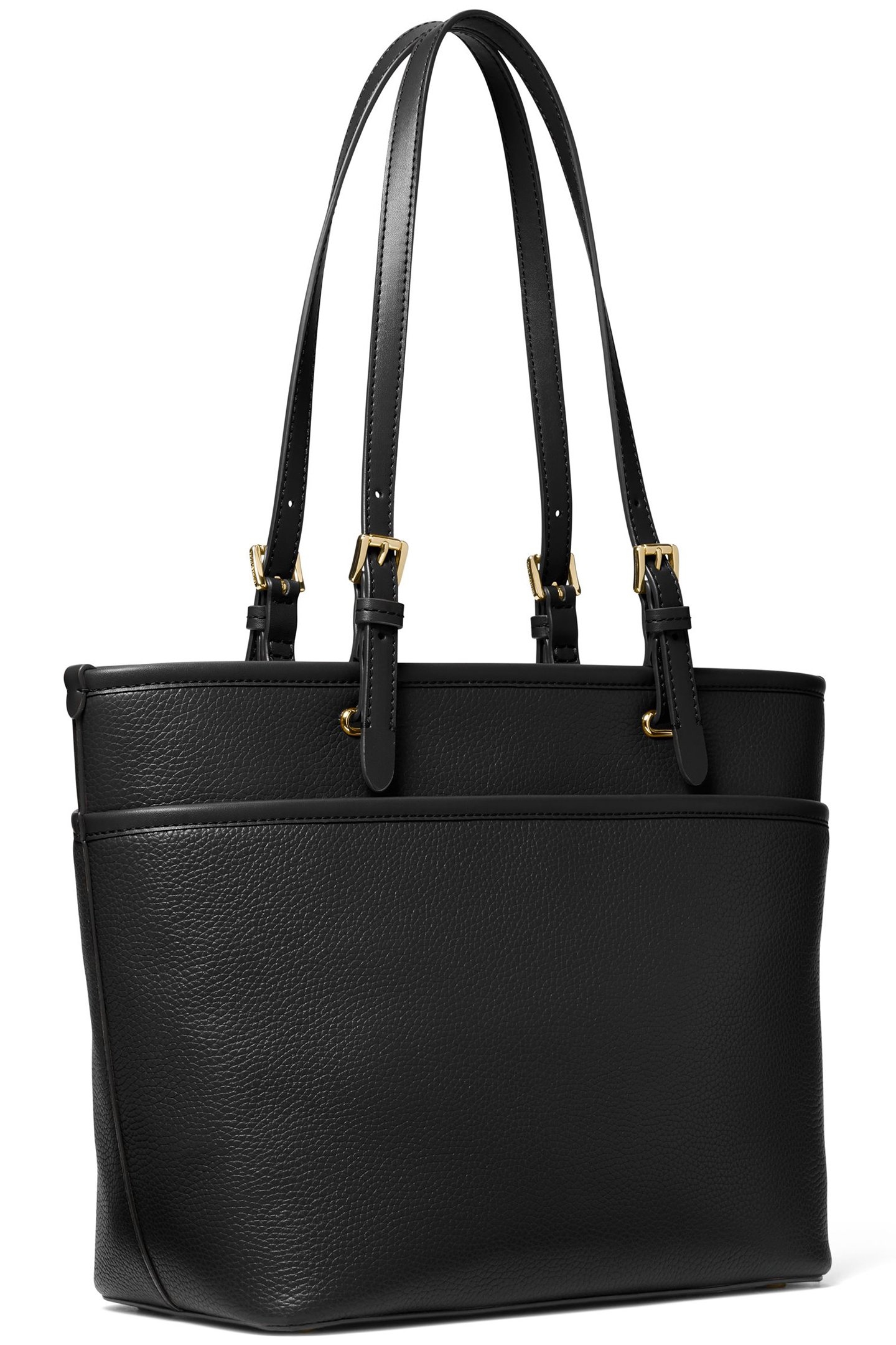 MEDIUM LEATHER TOP ZIP BUCKET MESSENGER BAG IN BLACK 3