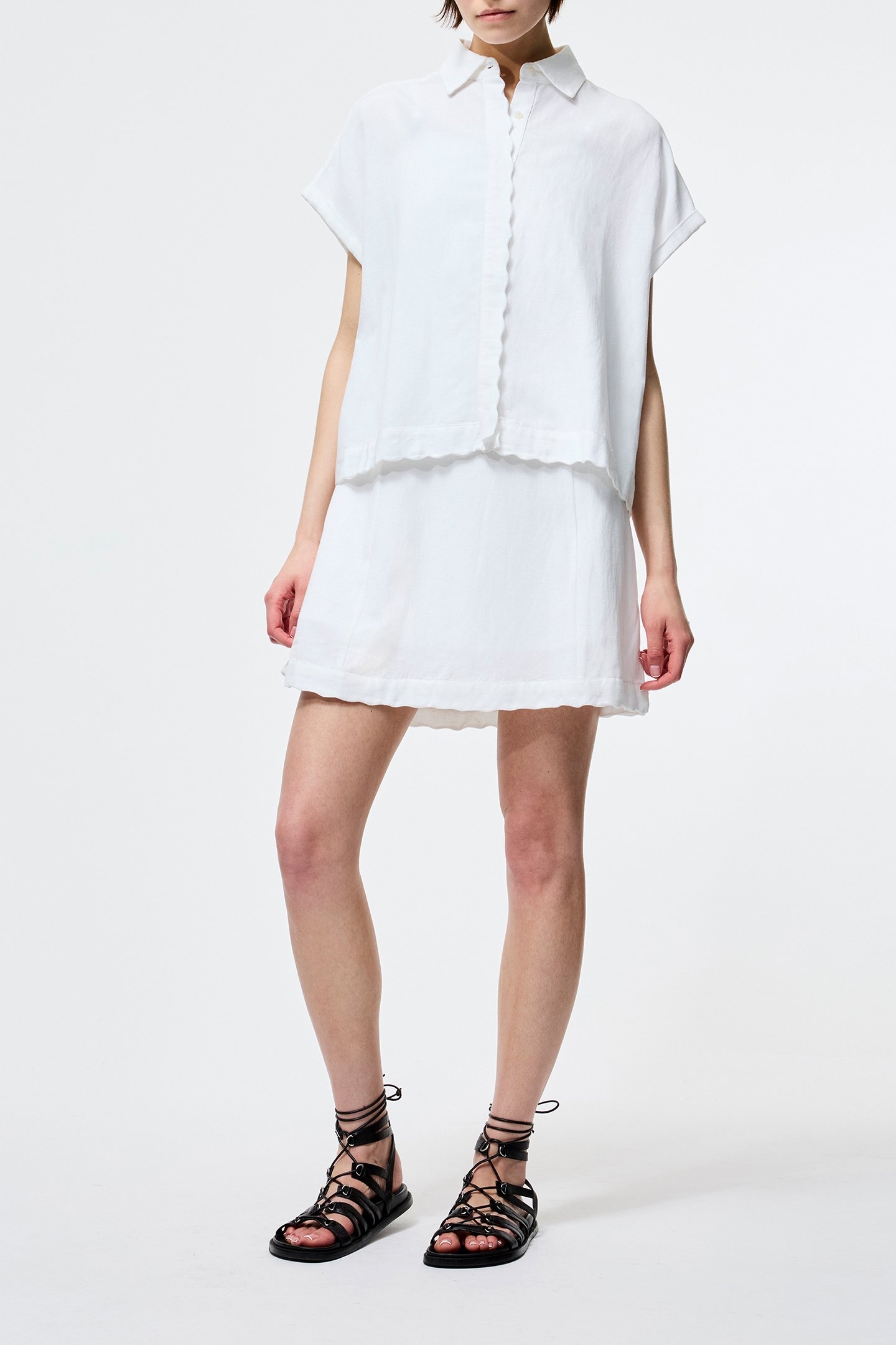 ARIETTE LINEN SHORTS SLV SHIRT LINEN WHITE 1