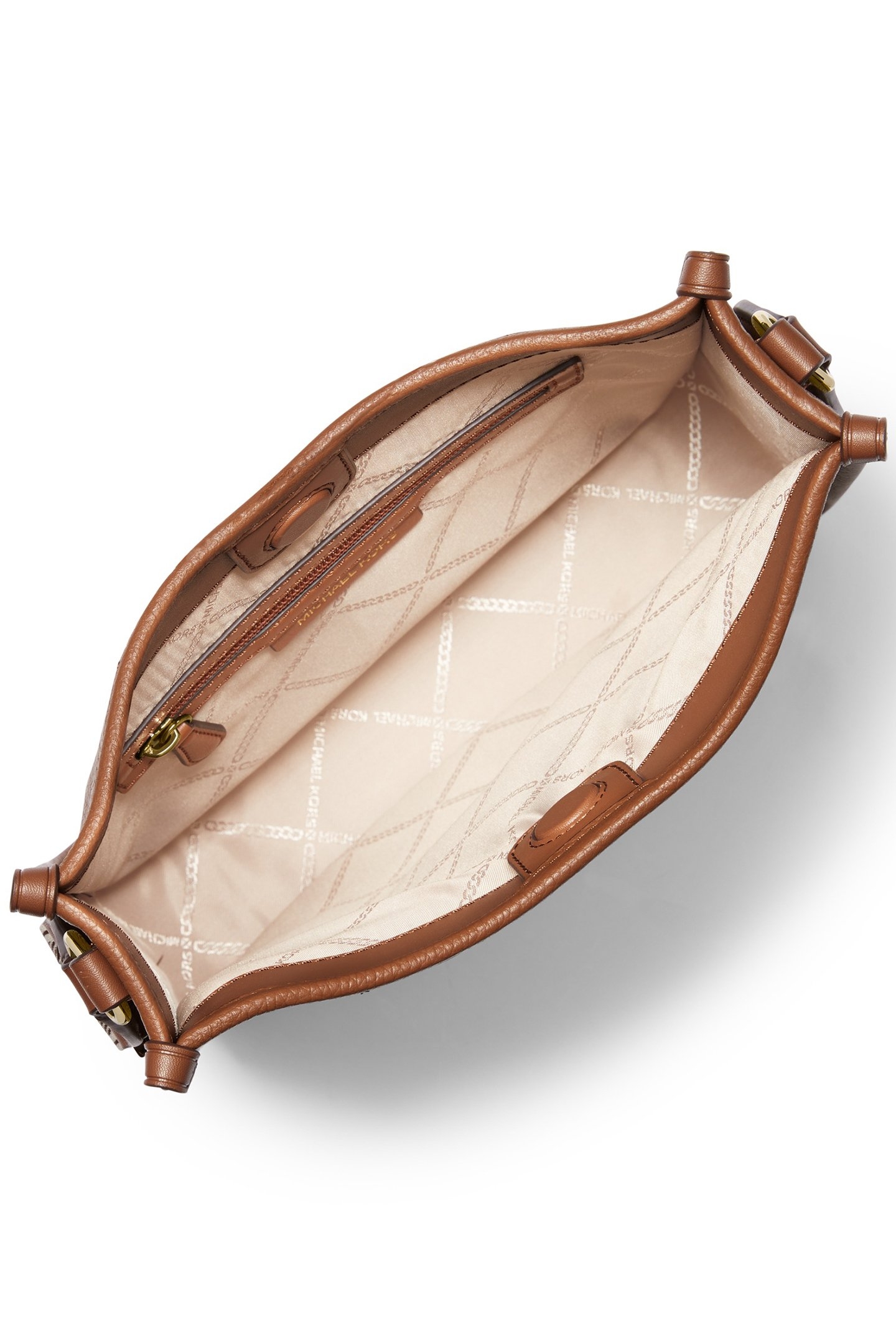 LEATHER MESSENGER BAG WITH LOGO STRAP IN BEIGE 3