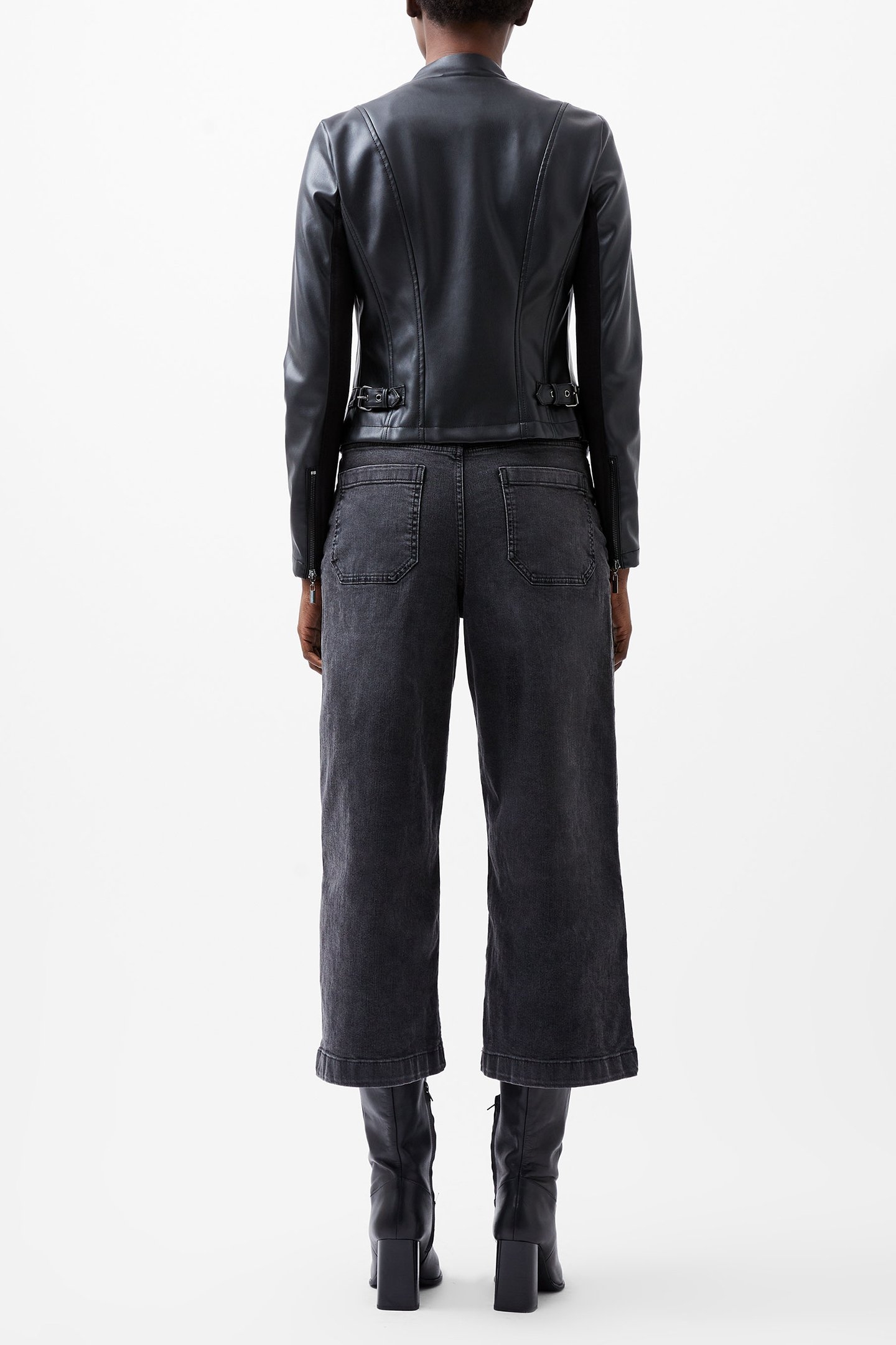 STEPHANIE PU WATERFALL FRNT JK BLACK 3