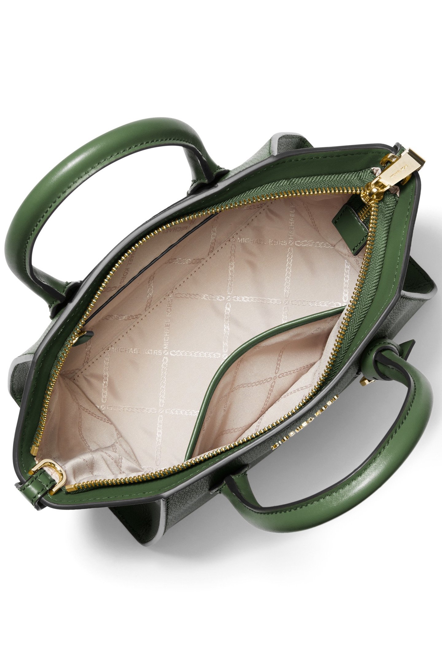 TOP ZIP LEATHER SATCHEL BAG IN FOREST GREEN 3