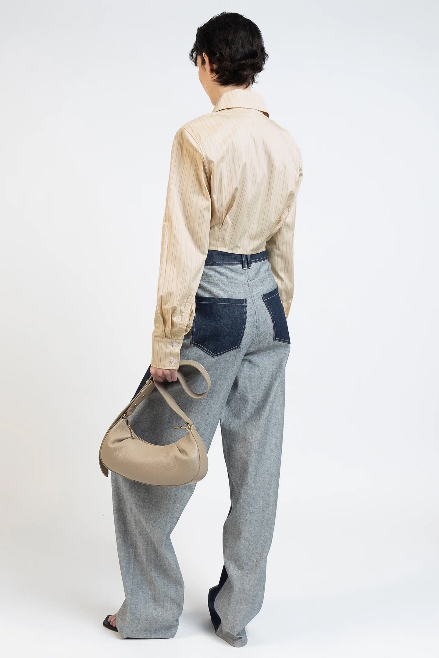 CROPPED SHIRT STRIPED MUSTARD 2