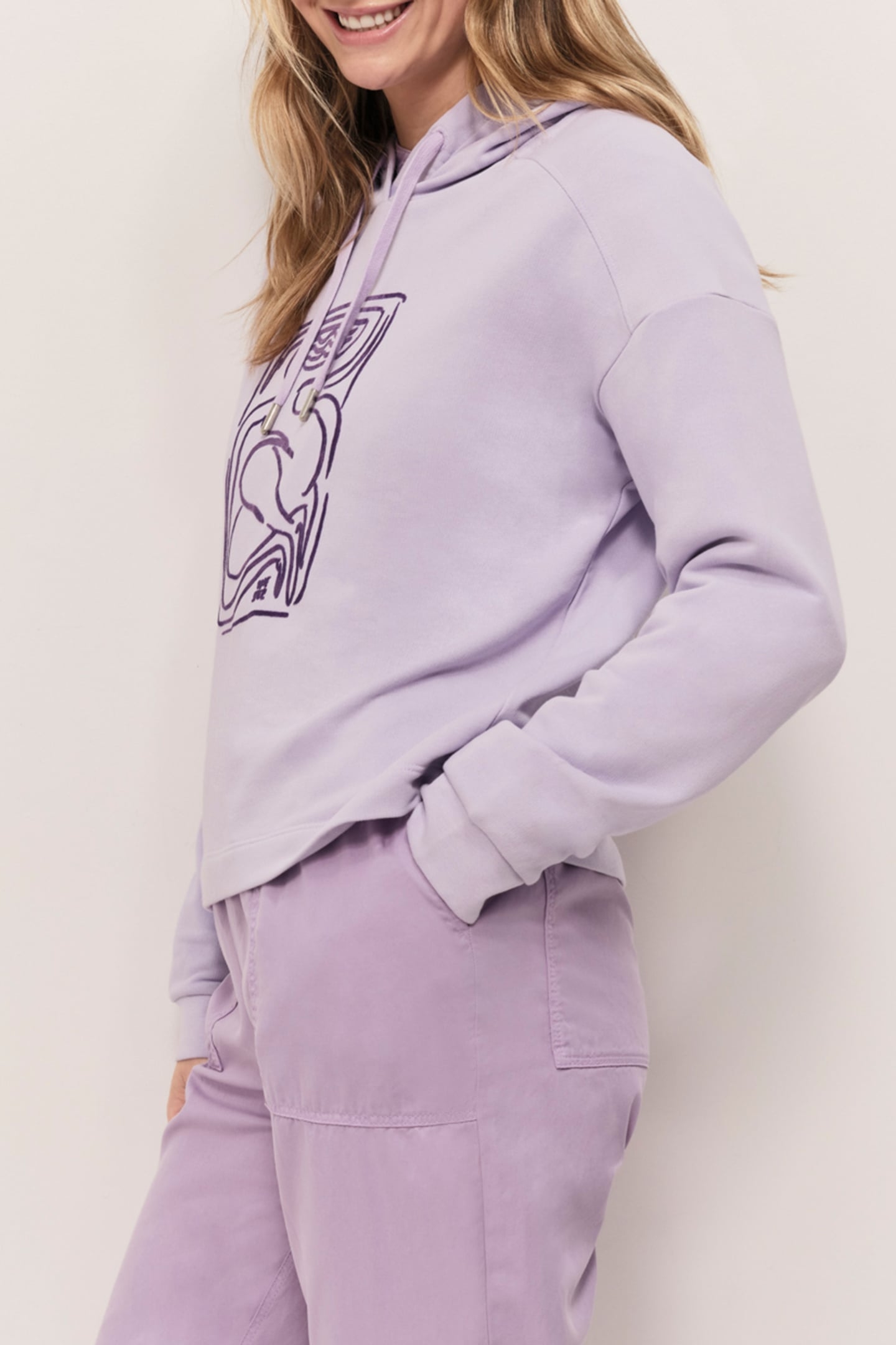 MAORI GLYCINE FLEECE HOODIE WITH FLOCKED VELVET DANCER PRINT 3