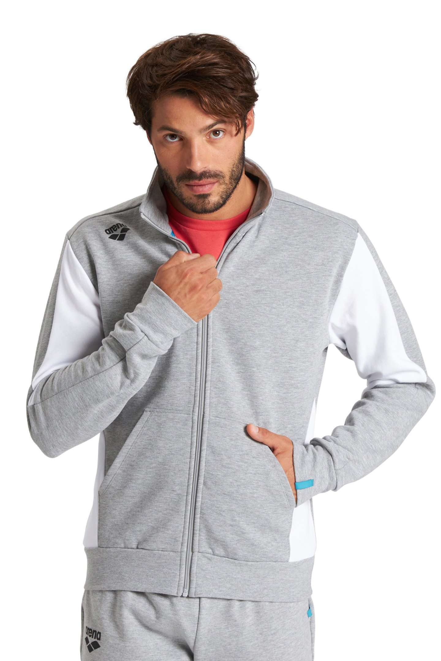 TE F/Z JACKET MEDIUM GREY MELANGE WHITE 1