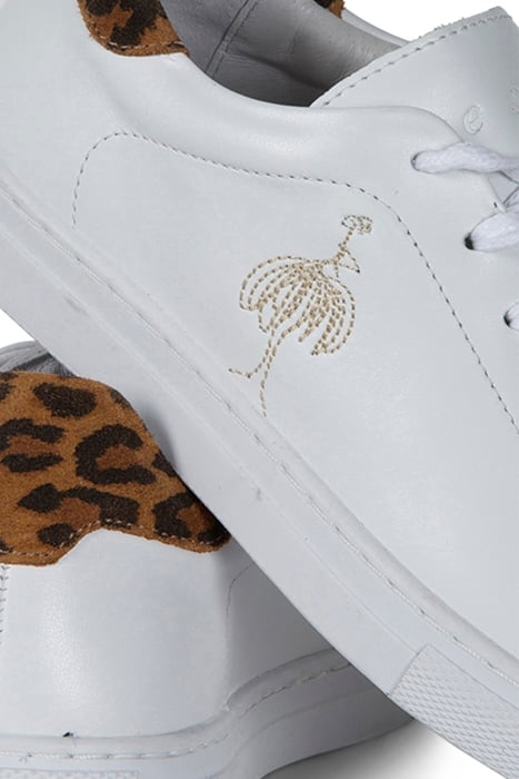 O.OEILLET - WHITE LEATHER LOW-TOP SNEAKERS WITH GREEN CUTOUT 4