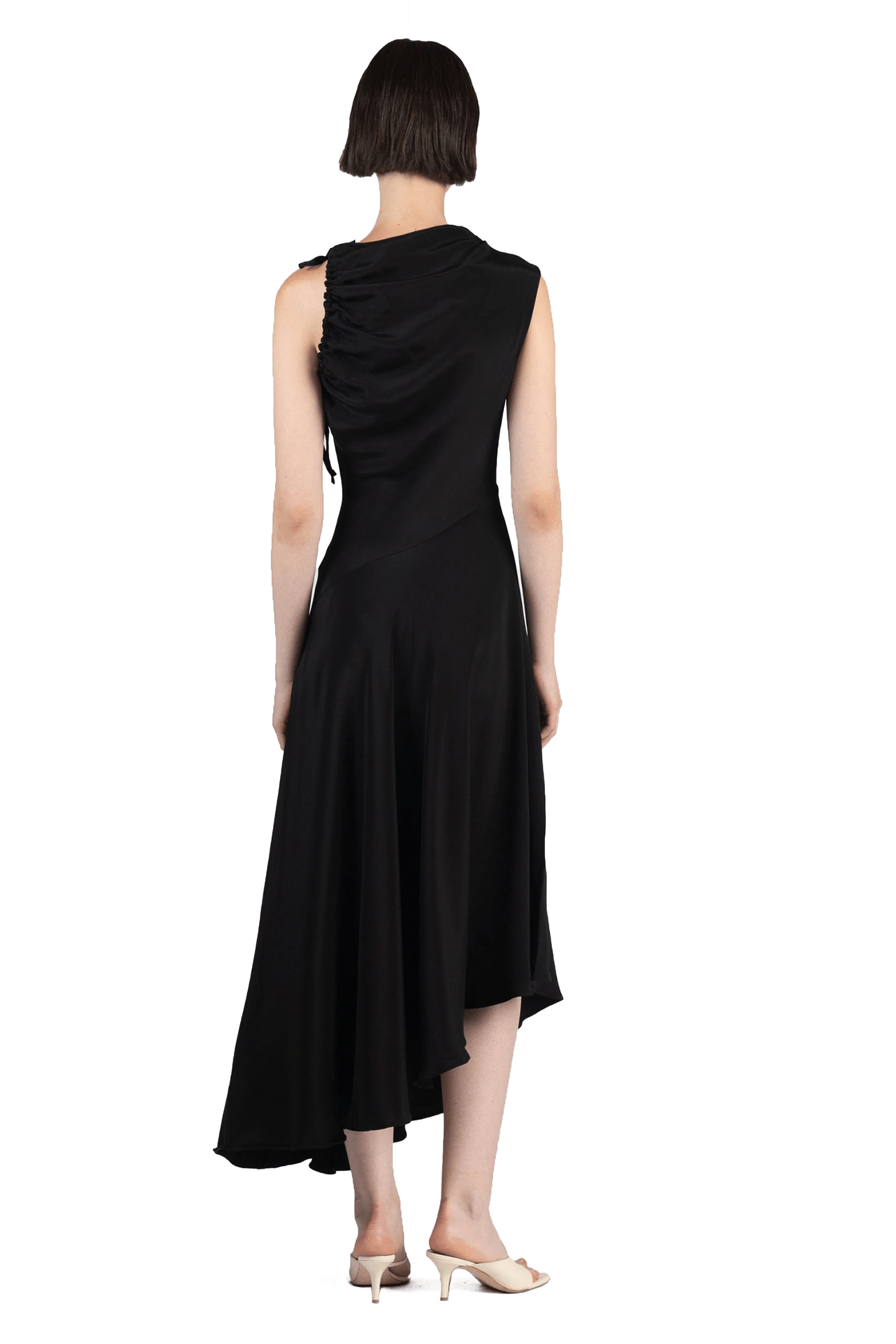 SILK SATIN DRESS BLACK 2