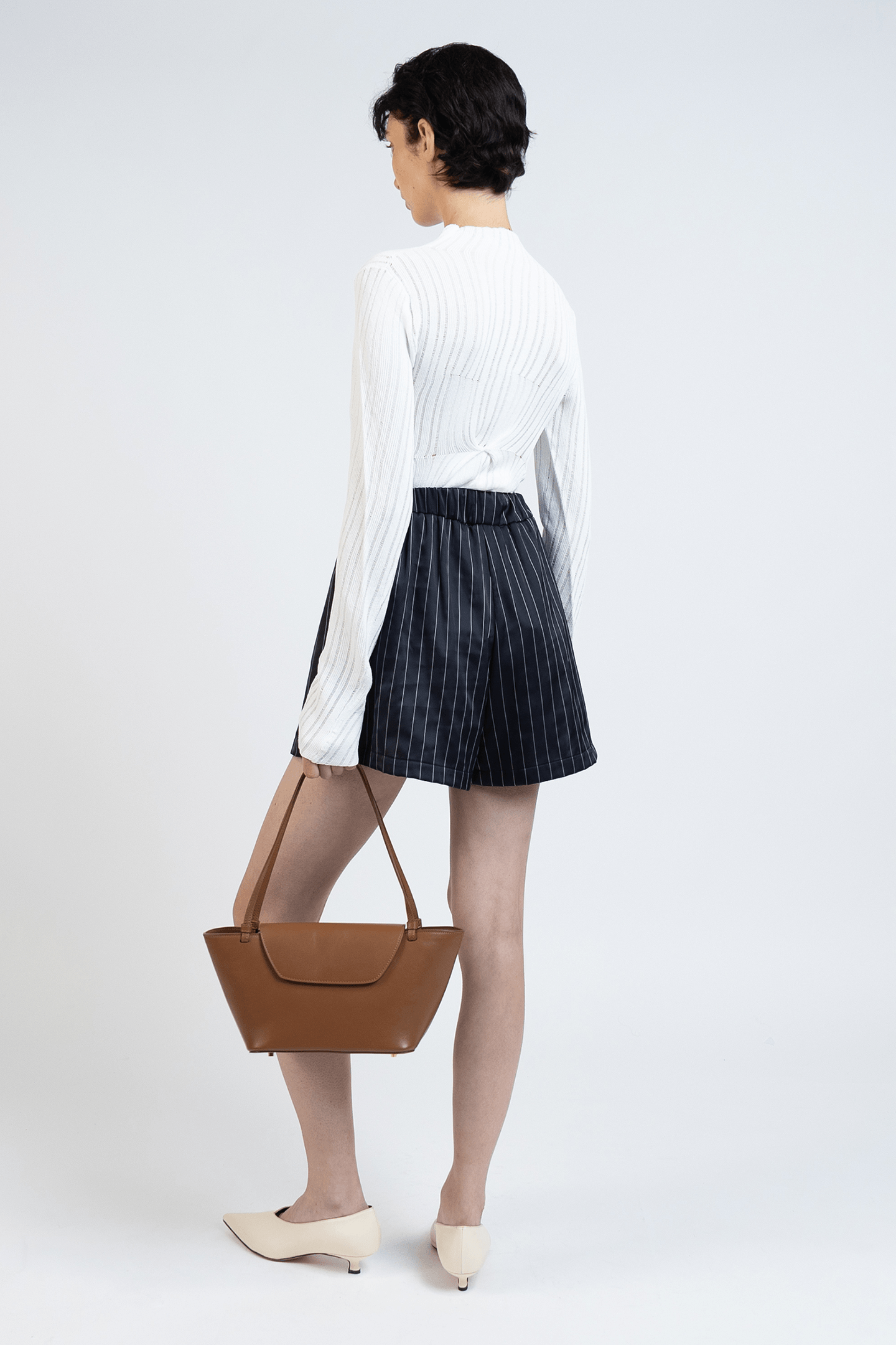 SILK SHORTS STRIPED NAVY/WHITE 3