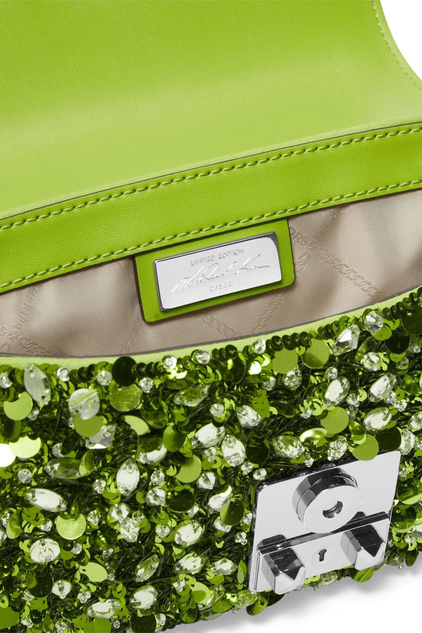 CHAIN SHOULDER BAG IN GREEN SEQUINS 4