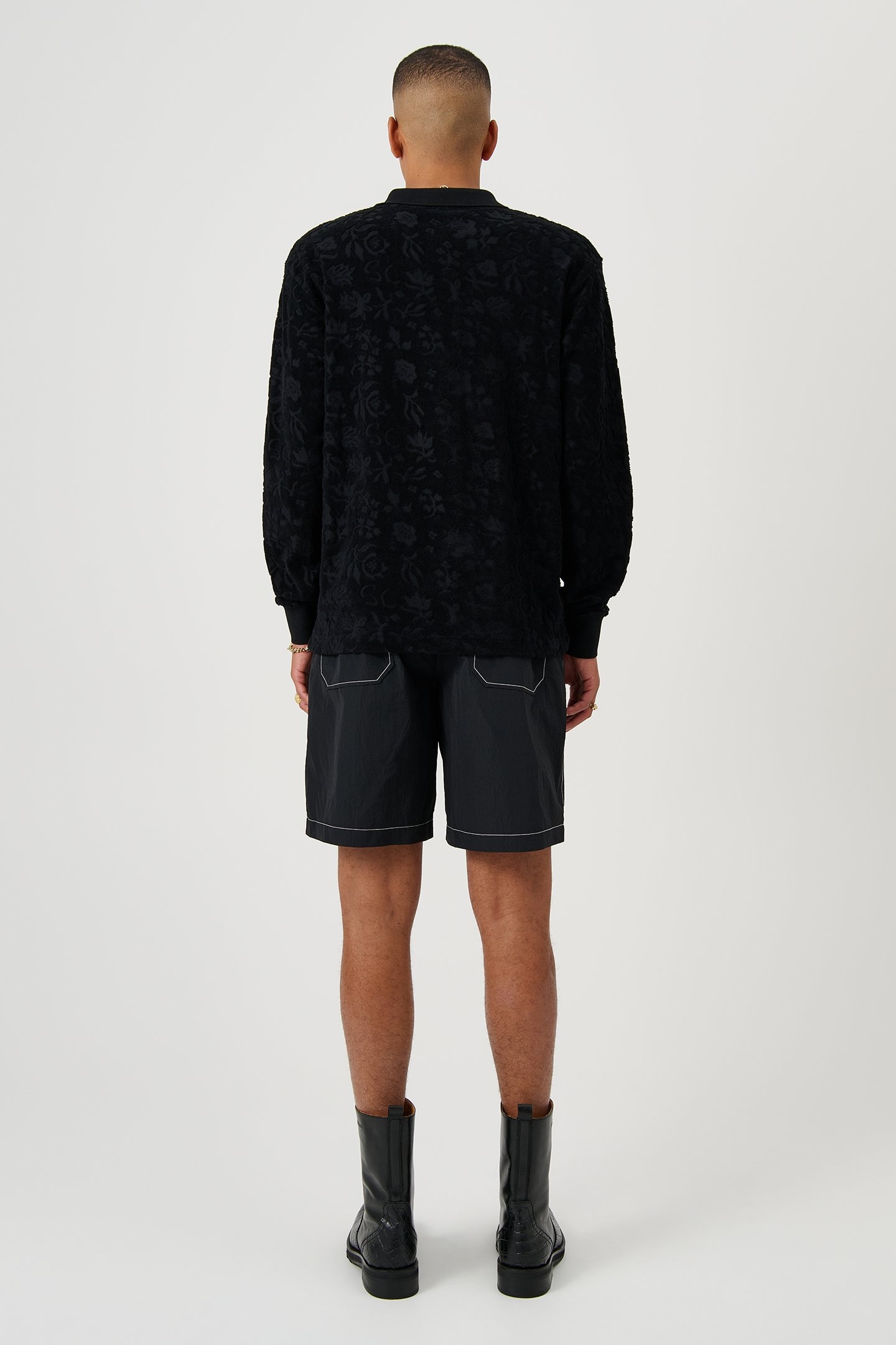 ROBERT PLUSH L/S POLO SHIRT BLACK 3